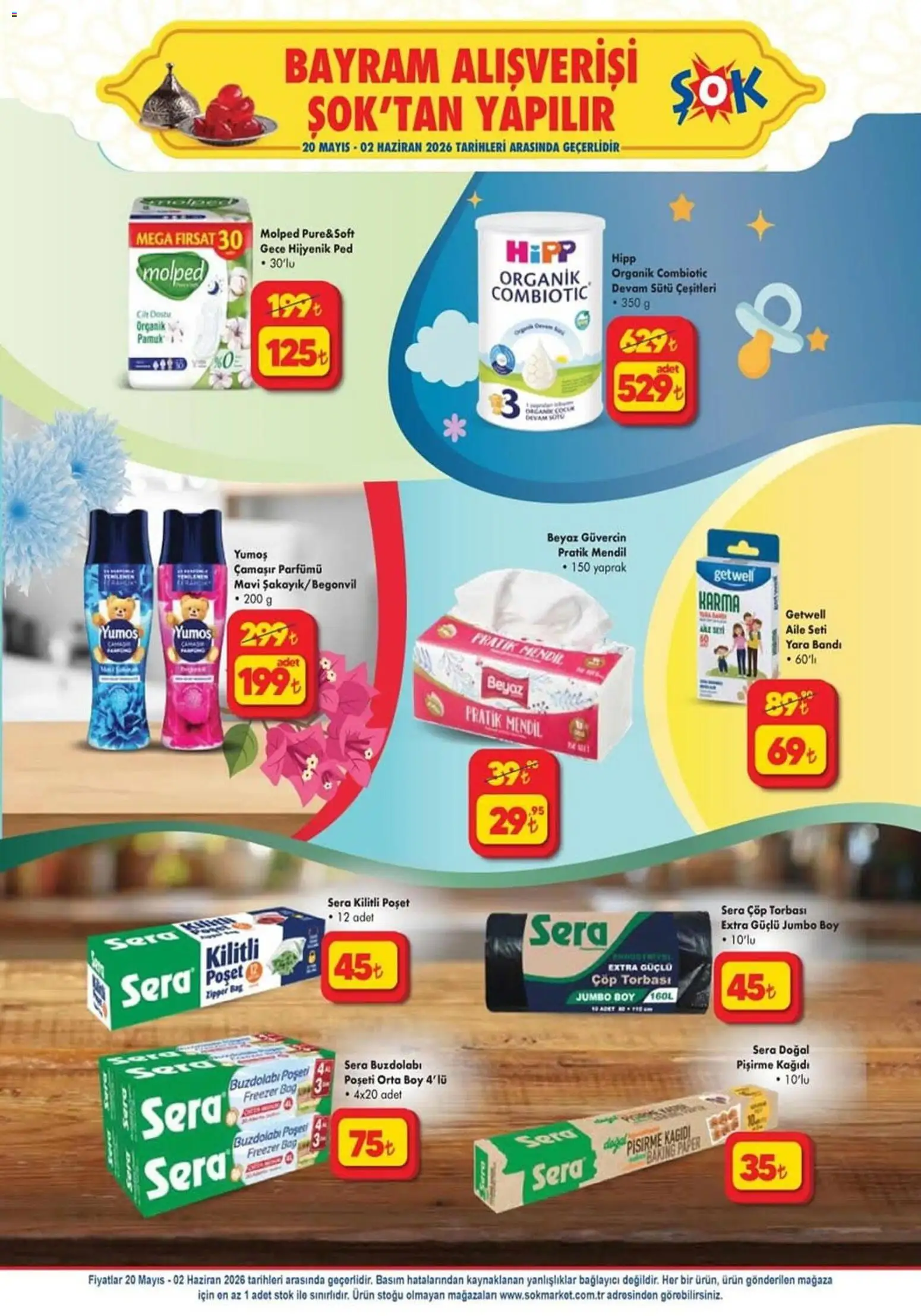 Şok Market Katalog - 20.05.2026 tarihinden itibaren geçerlidir | Sayfa: 5 | Ürünler: Hijyenik ped, Çöp torbası, Mendil, Bağlayıcı