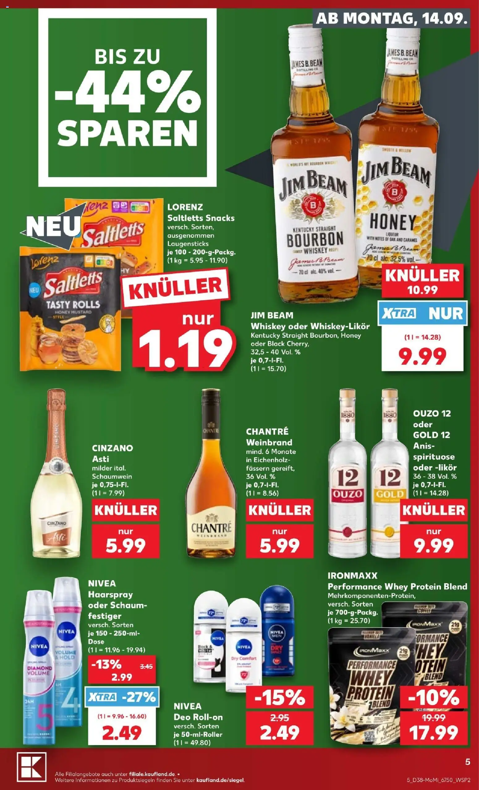 Kaufland Prospekt – gültig ab 14.09.2026 | Seite: 5 | Produkte: Jim beam, Likör, Haarspray, Chantré