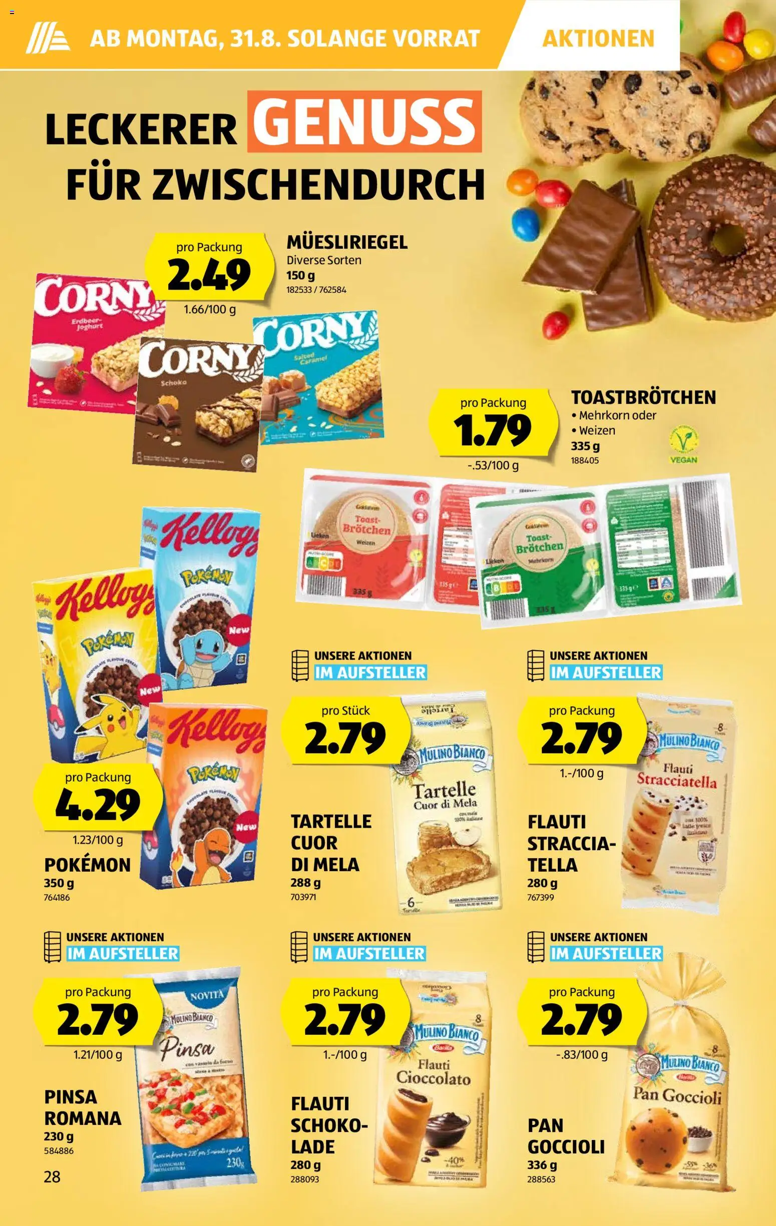 Aldi aktionen – gültig ab 27.08.2026 | Seite: 28 | Produkte: Joghurt, Schokolade, Pizza, Apple