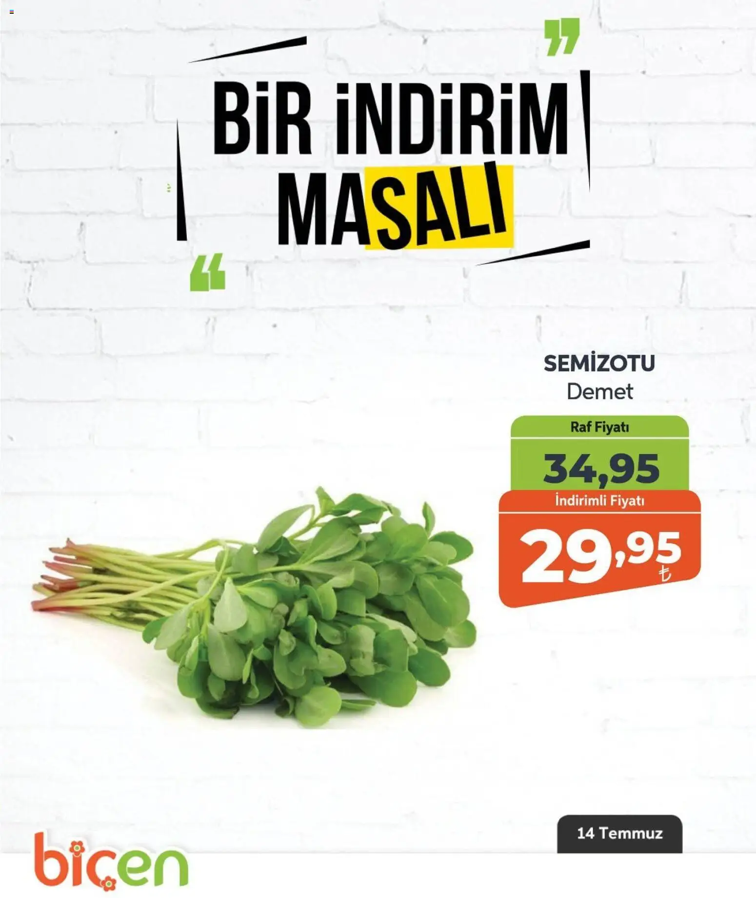 Biçen Market - Bir İndirim MaSalı - sebze - 14 Temmuz 2026 tarihinden itibaren geçerlidir | Sayfa: 3 | Ürünler: Raf