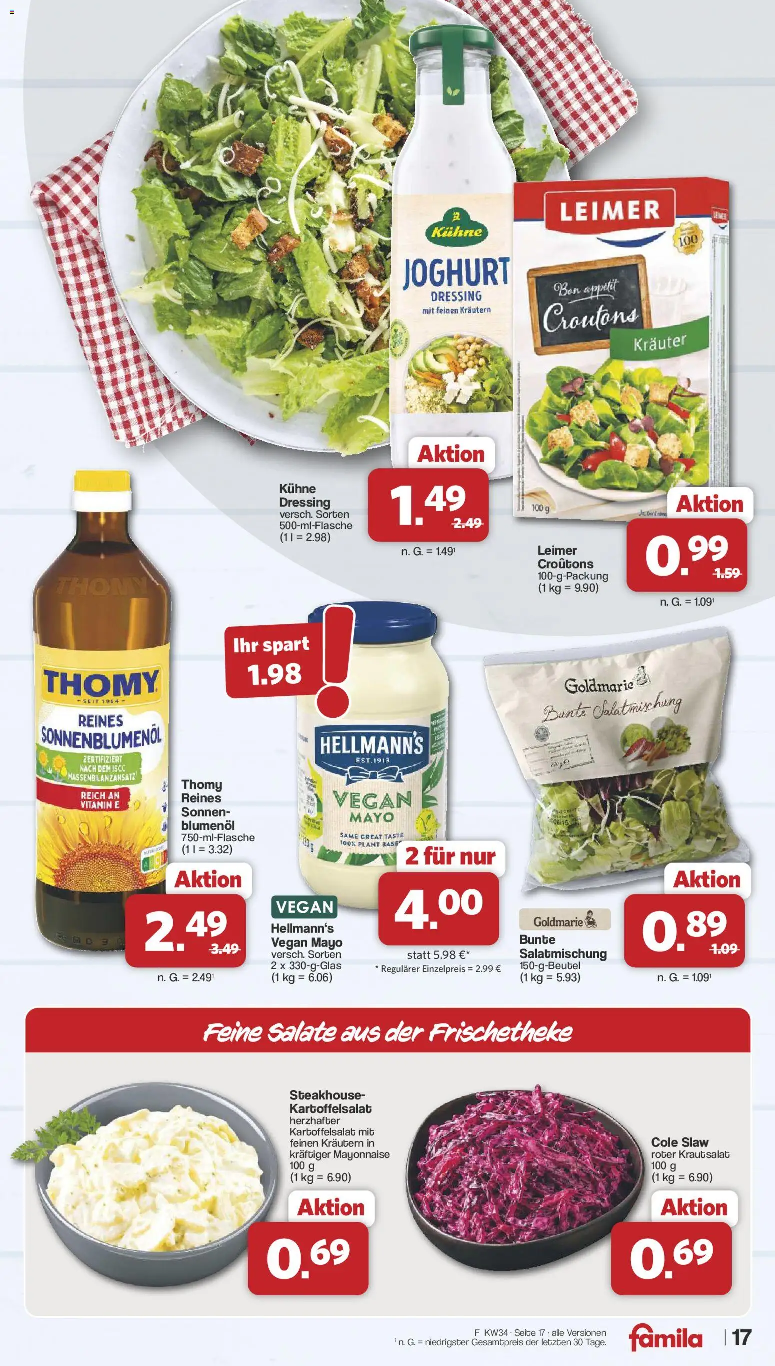 Famila Nordwest Prospekt – gültig ab 17.08.2026 | Seite: 17 | Produkte: Joghurt, Sonnenblumenol, Dressing, Mayonnaise