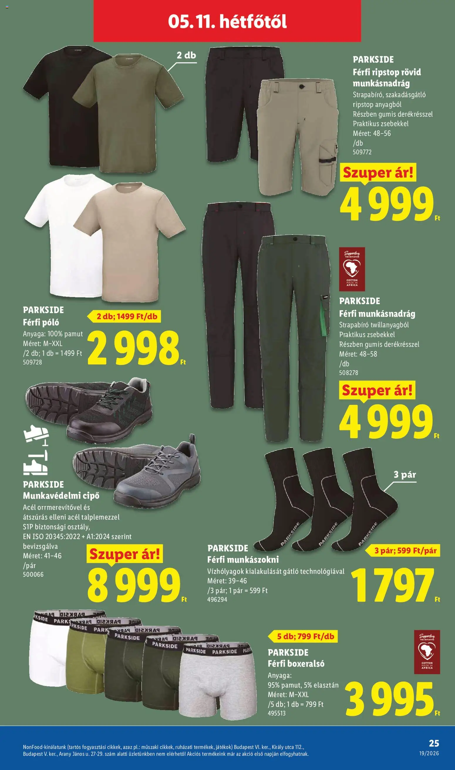Lidl akciós ujság - amely érvényes a következő dátumtól: 07.05.2026 | Oldal: 25 | Termékek: Parkside, Munkavédelmi cipő, Munkásnadrág, Játékok