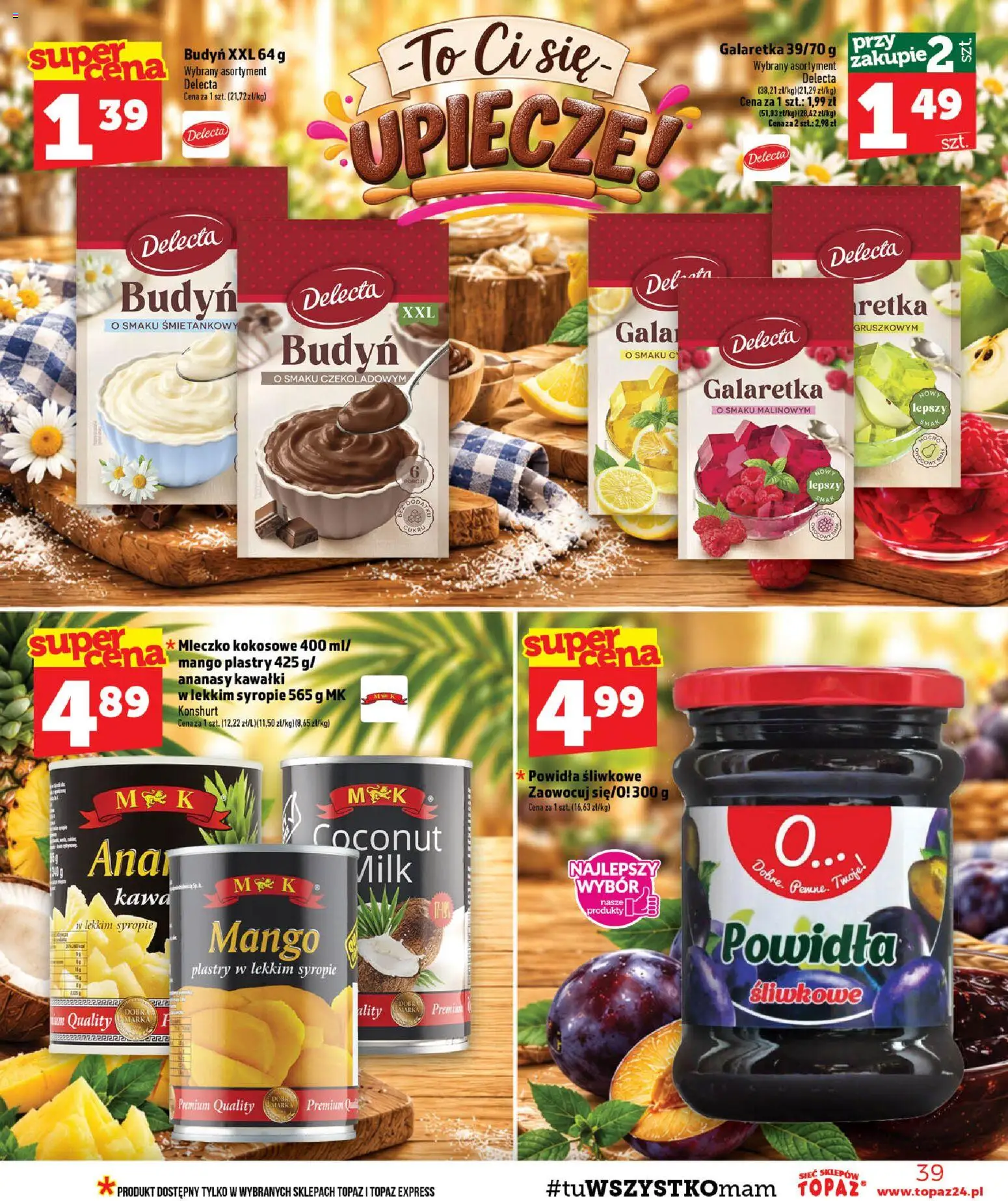 Topaz gazetka - MAZ od 29.10.2026 | Strona: 39 | Produkty: Budyń, Powidła śliwkowe, Powidła, Kawa