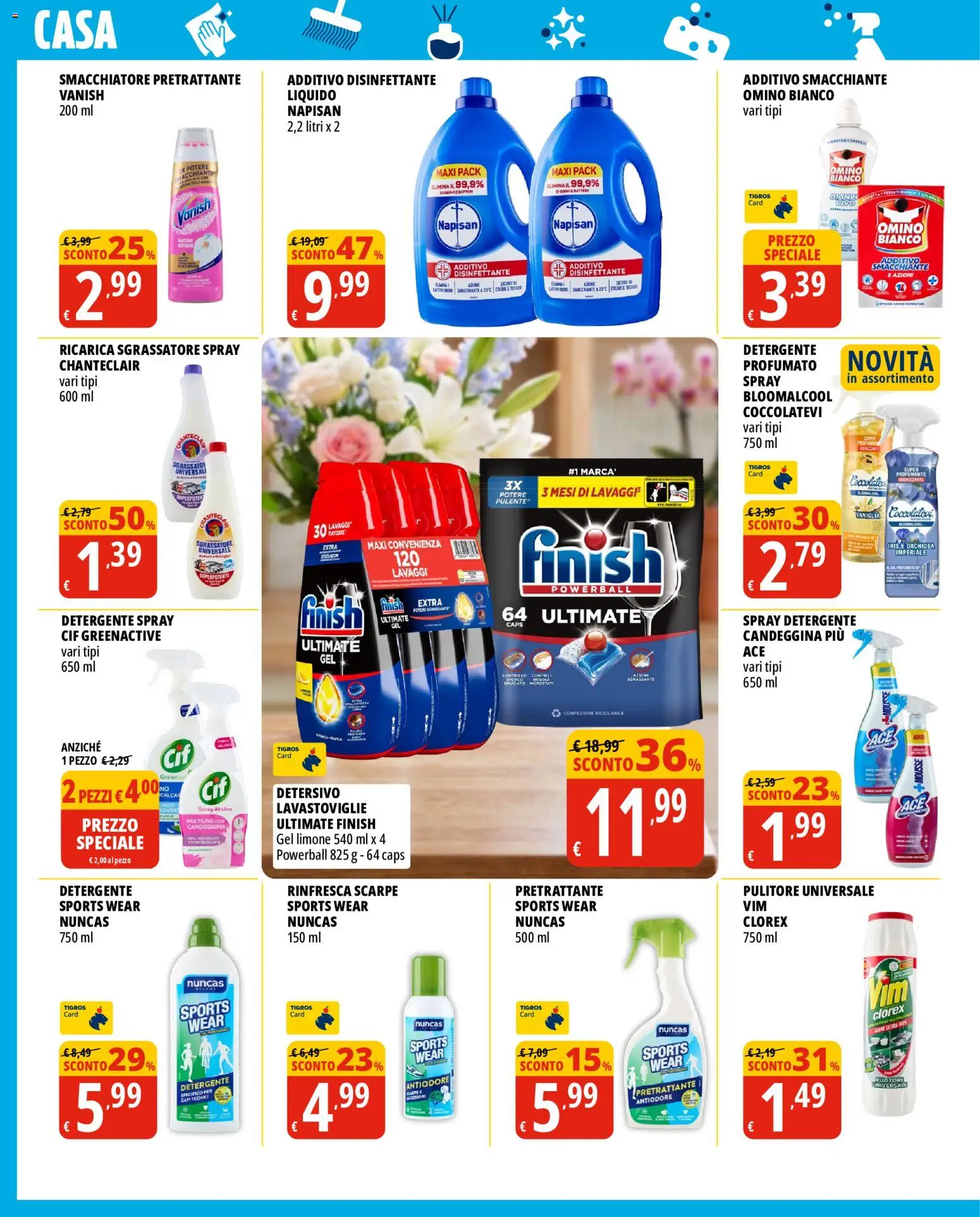 Volantino Tigros del 15/07/2026 | Pagina: 4 | Prodotti: Smacchiatore, Sgrassatore, Limone, Orchidea