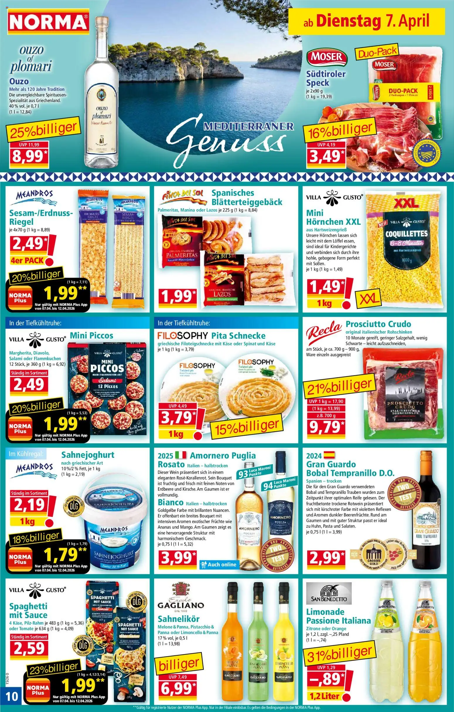 Norma Prospekt 	 – gültig ab 07.04.2026 | Seite: 10 | Produkte: Trauben, Limoncello, Melone, Pasta