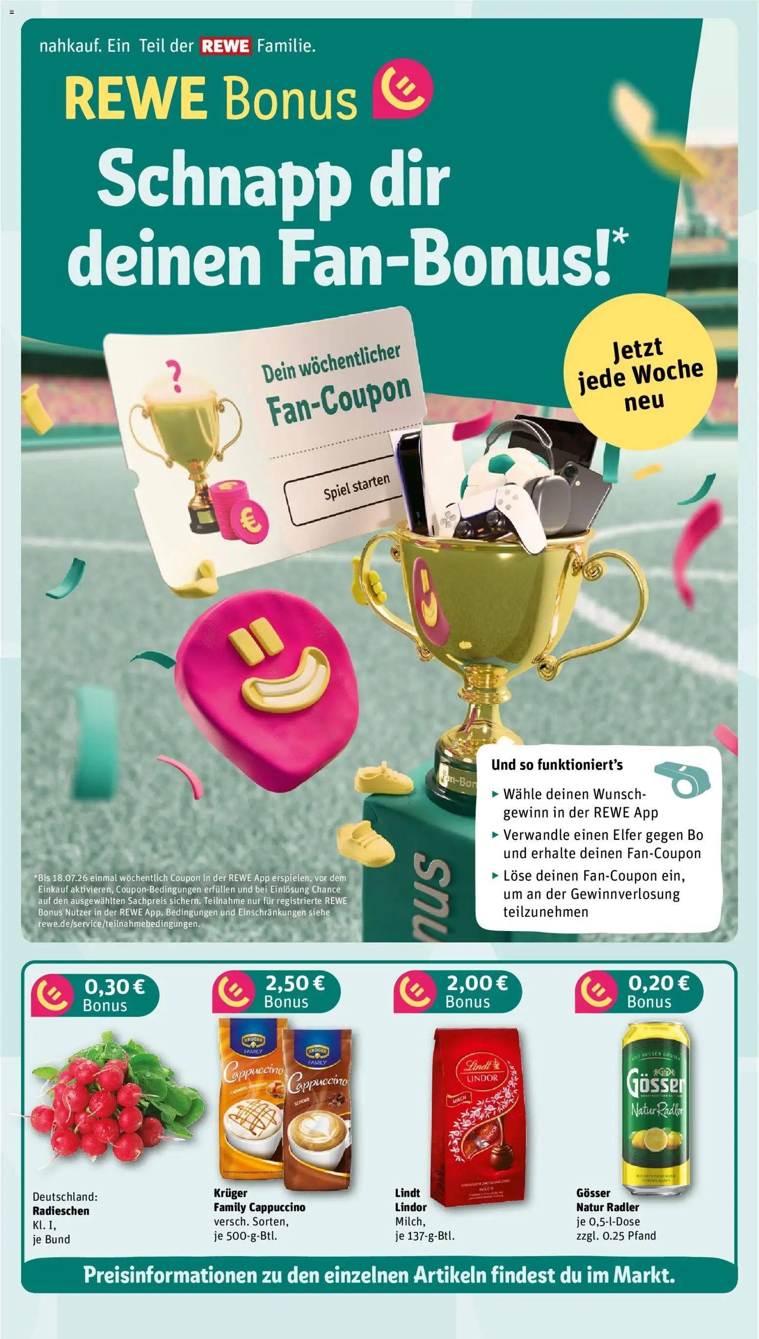 Nahkauf Prospekt – gültig ab 01.06.2026 | Seite: 4 | Produkte: Spiel, Milch, Radler, Lindt