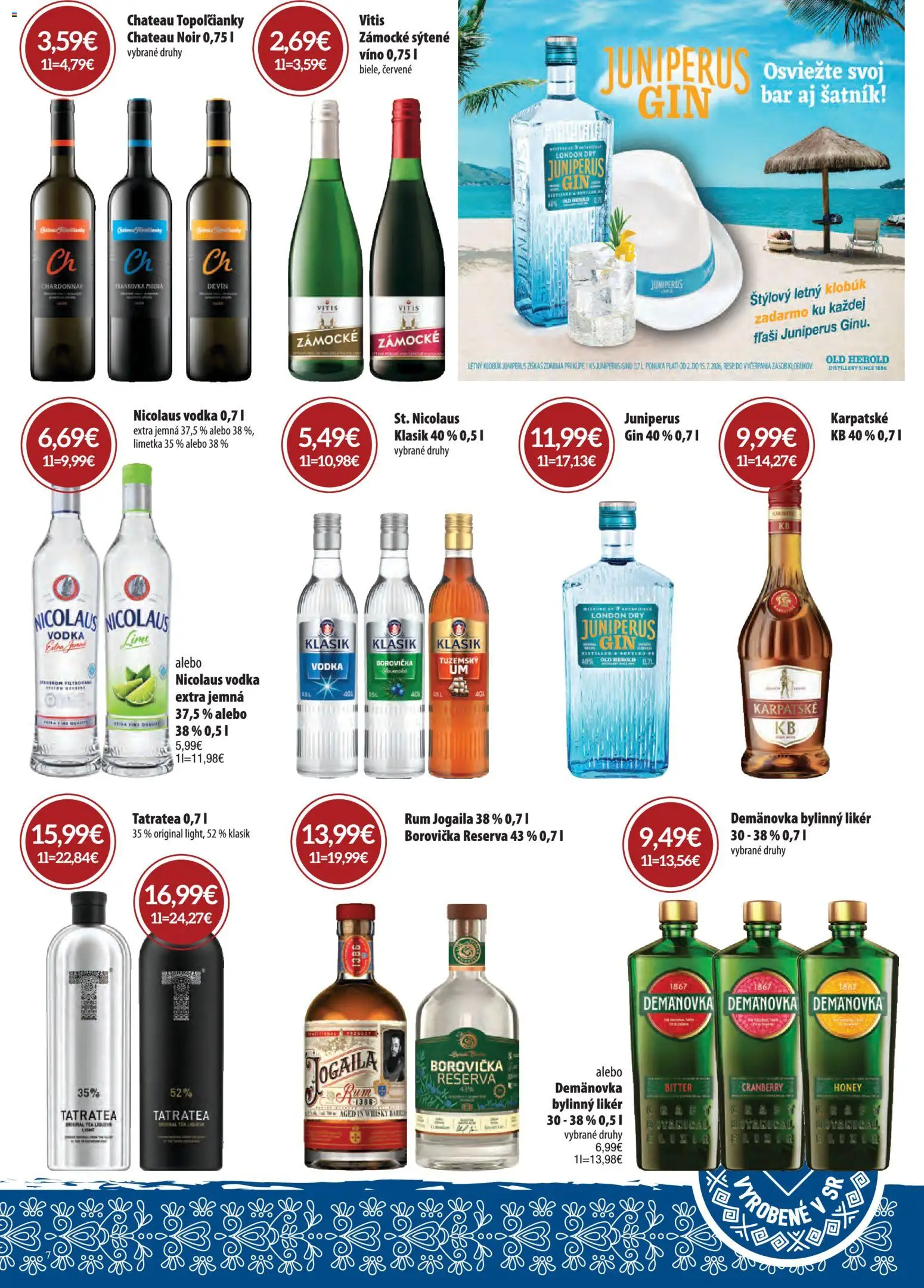 Nové CBA Verex akcie – leták je platný od 02.07.2026 | Strana: 7 | Produkty: Šatník, Vodka, Rum, Nicolaus vodka