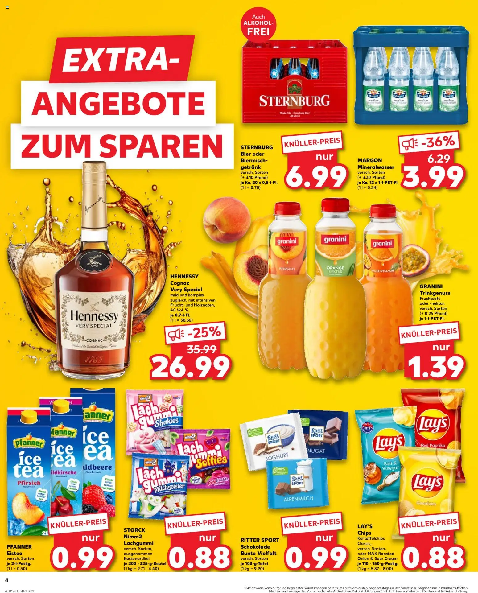 Kaufland Prospekt Leipzig	 – gültig ab 07.05.2026 | Seite: 4 | Produkte: Bier, Pfanner eistee, Mineralwasser, Pfirsich
