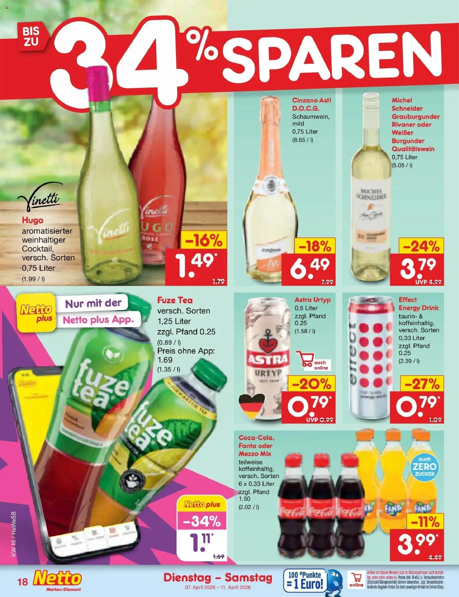 Netto Marken-Discount Prospekt Hamburg	 – gültig ab 07.04.2026 | Seite: 20 | Produkte: Fuze tea, Fanta, Oder mezzo mix, Hugo