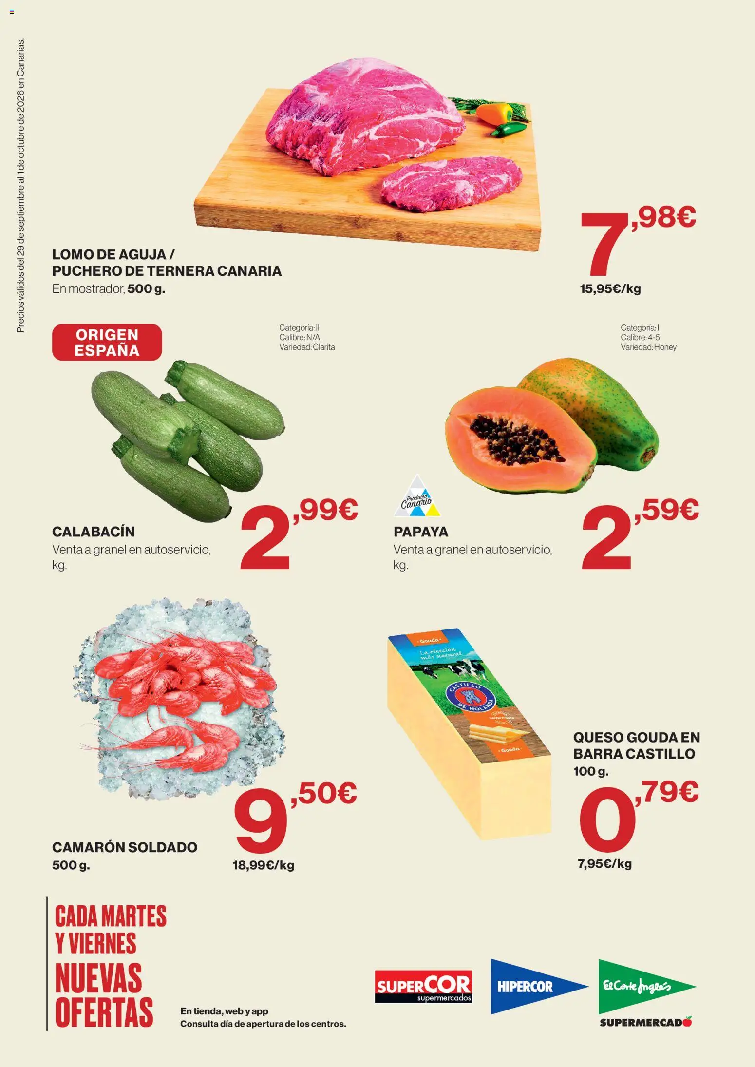 Supercor Canarias │ válido desde el 29/09/2026 | Página: 2 | Productos: Calabacín, Queso, Lomo, Queso Gouda