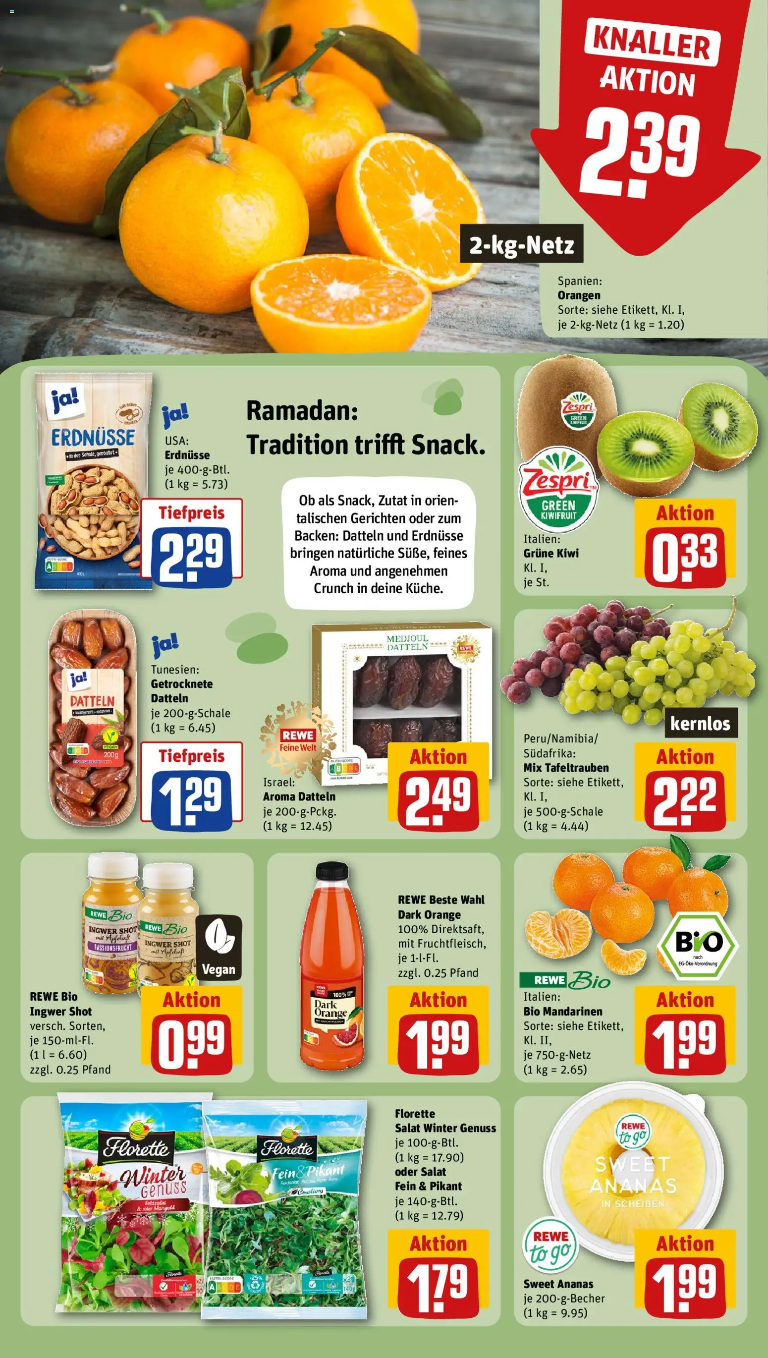 Rewe Prospekt 	 – gültig ab 23.02.2026 | Seite: 6 | Produkte: Mandarinen, Orangen, Ananas, Apfelsaft