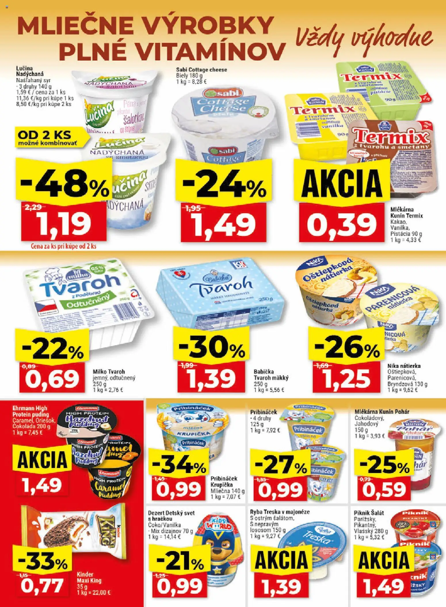 Nové Klas akcie – leták je platný od 17.08.2026 | Strana: 10 | Produkty: Puding, Termix, Cottage cheese, Šalát
