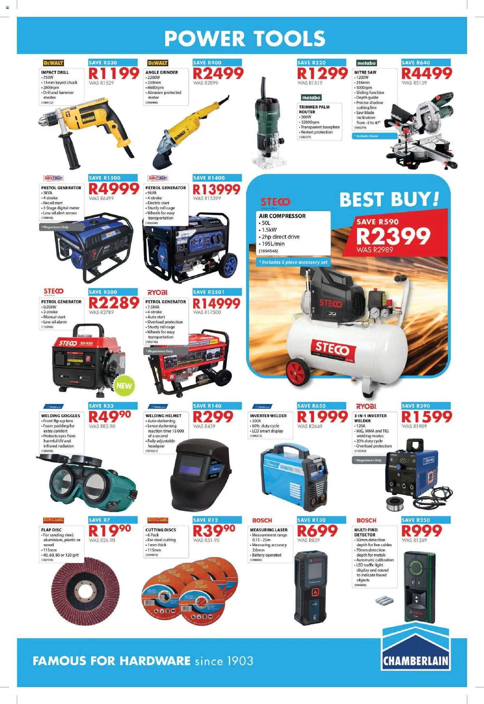 New Chamberlain catalogue – valid from 18.06.2026 | Page: 7 | Products: Router, Drill, Angle grinder, Foam