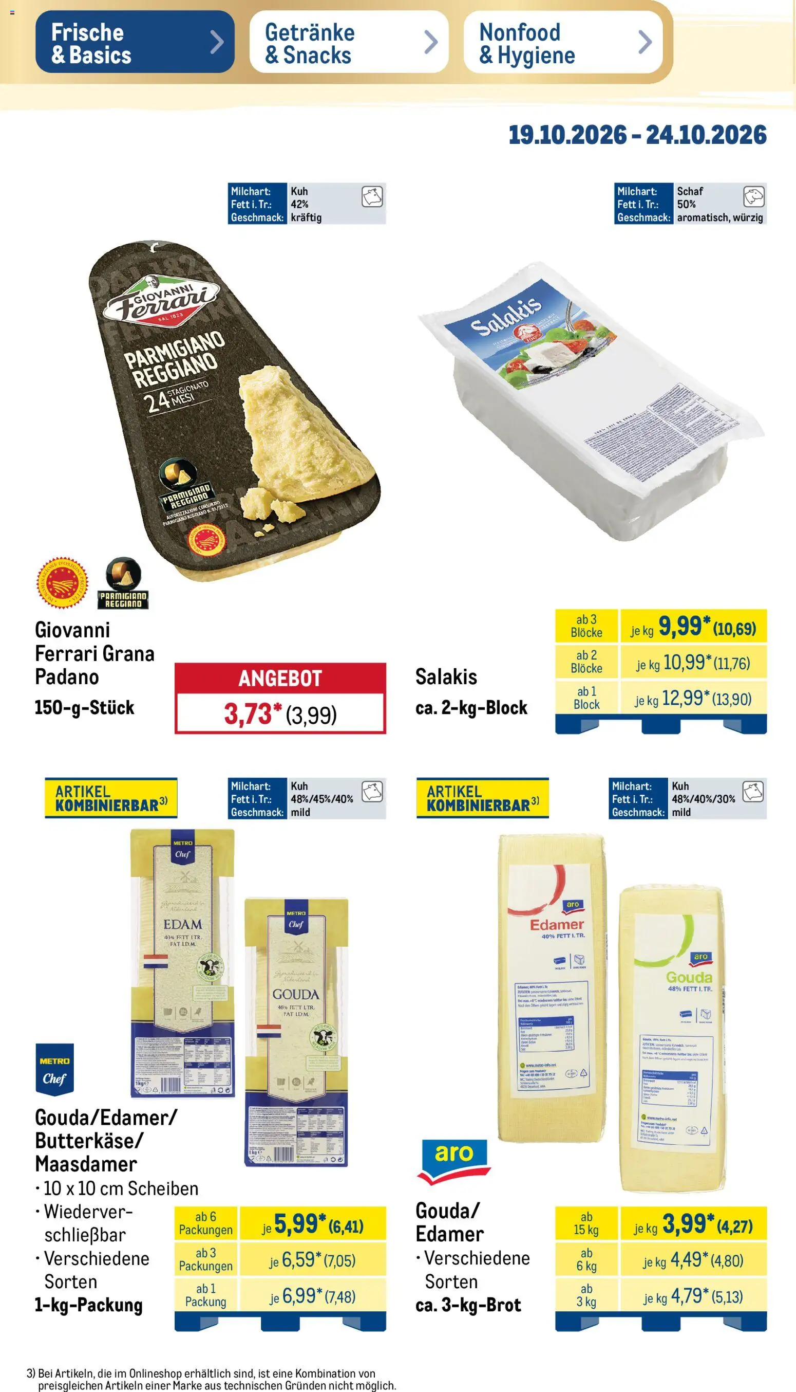 Metro NonFood-Angebote – gültig ab 19.10.2026 | Seite: 43 | Produkte: Gouda, Edamer, Salakis