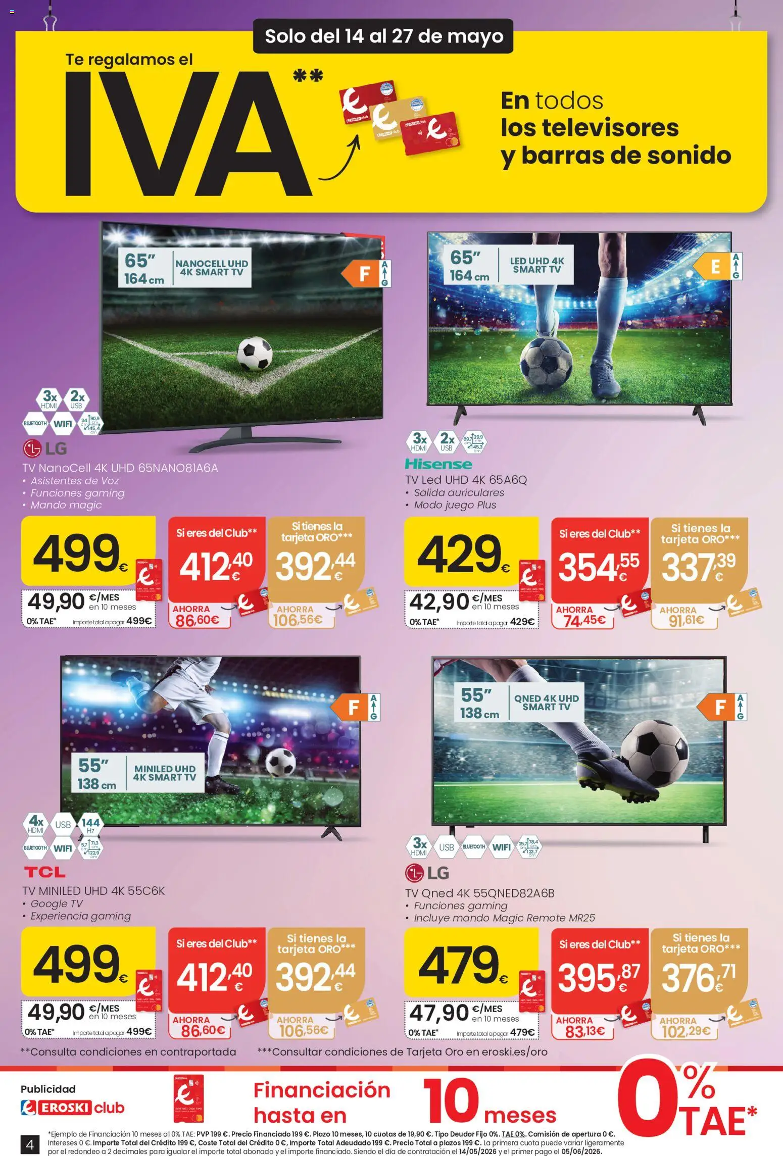 Eroski Te regalamos el IVA │ válido desde el 14.05.2026 | Página: 4 | Productos: Barras de sonido, Té, Auriculares
