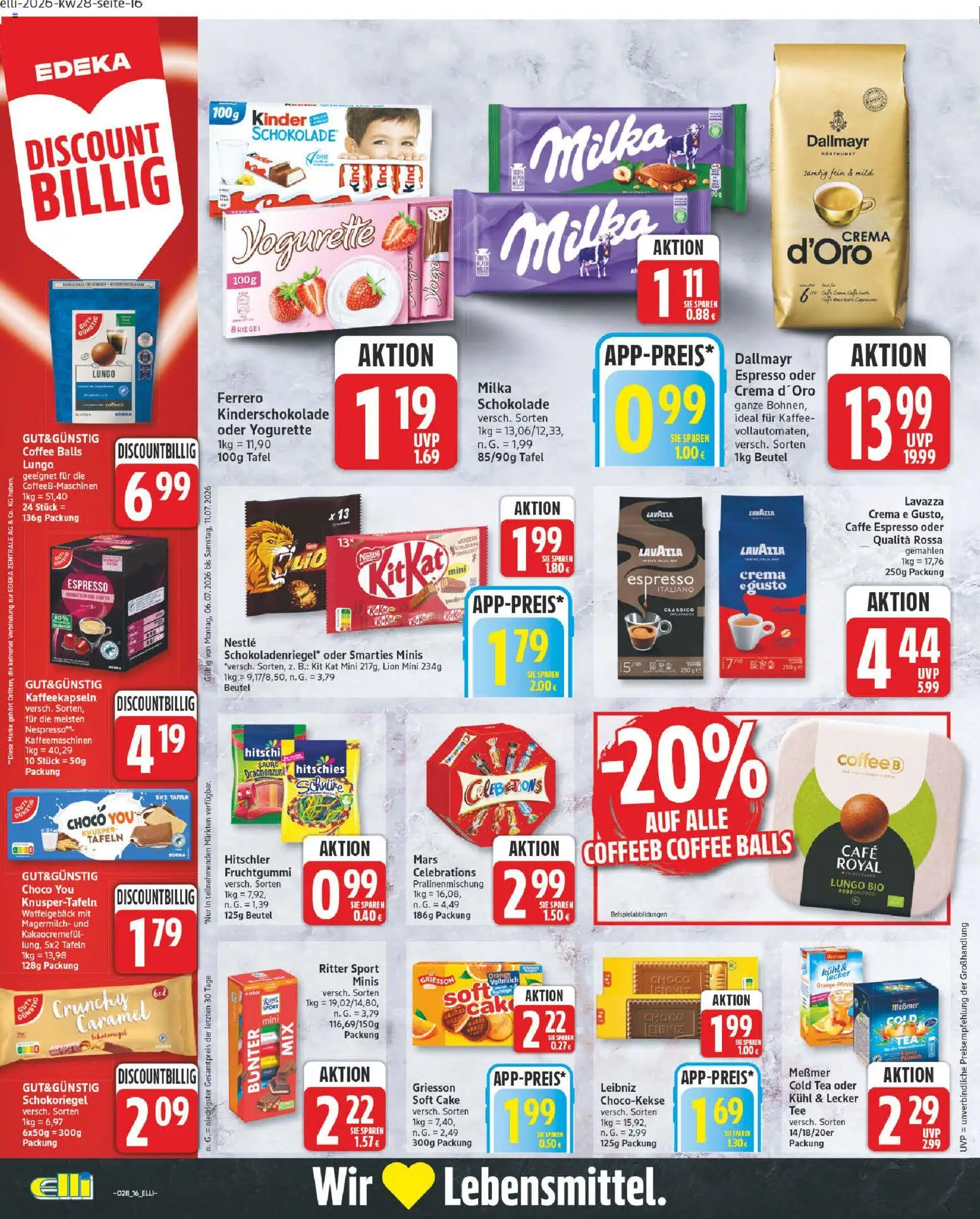 Elli Markt Prospekt – gültig ab 06.07.2026 | Seite: 16 | Produkte: Lavazza, Yogurette, Messmer, Dallmayr
