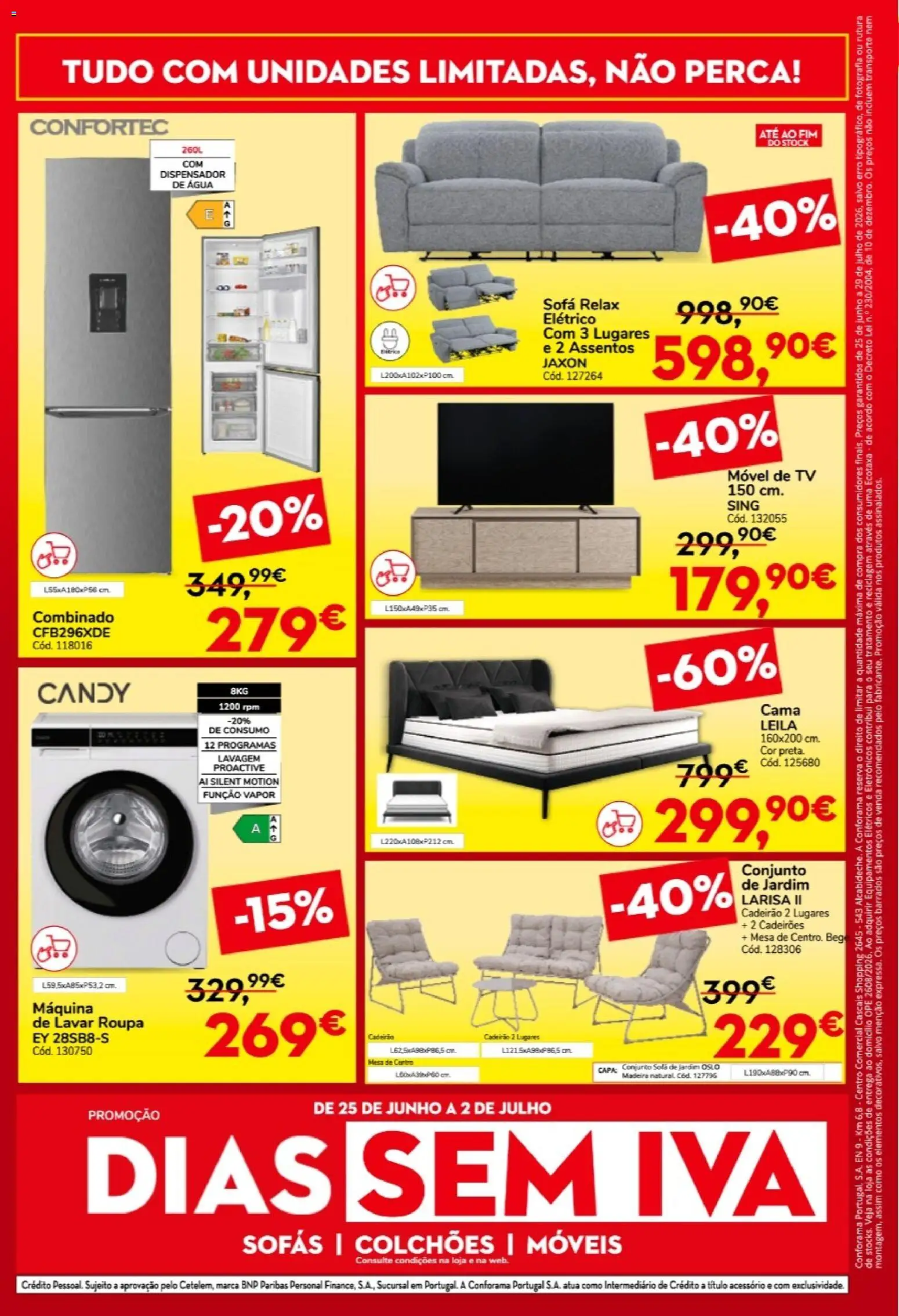 Conforama folheto │ válido de 25/06/2026 | Página: 8 | Produtos: Sofás, Colchões, Sofá, Mesa