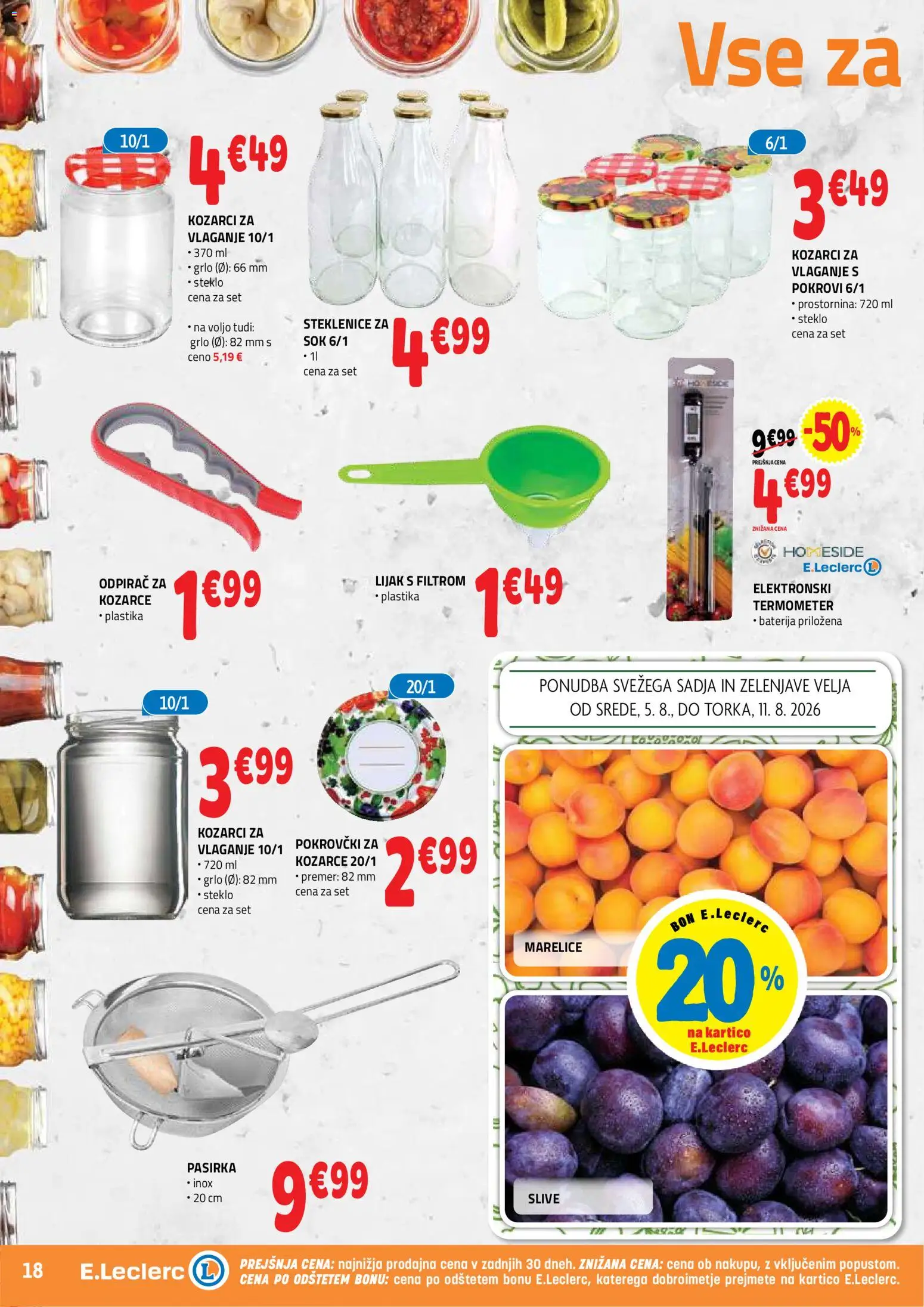 Novi E.leclerc katalog ponudbe – veljaven od 05.08.2026 | Stran: 18 | Izdelki: Baterija, Marelice, Termometer, Sok