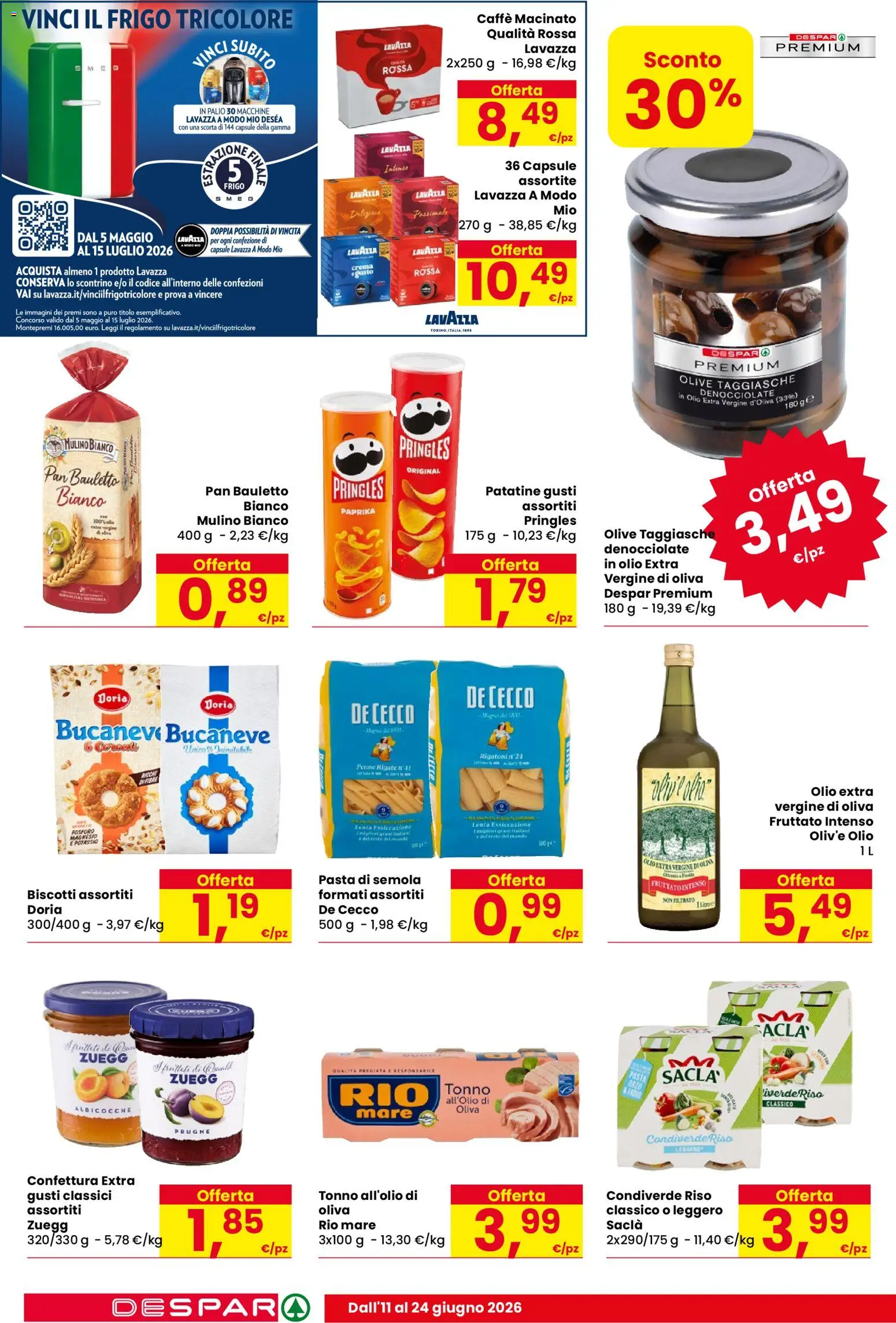 Volantino Despar del 11.06.2026 | Pagina: 12 | Prodotti: Tonno, Olio extra vergine, Lavazza, Macinato