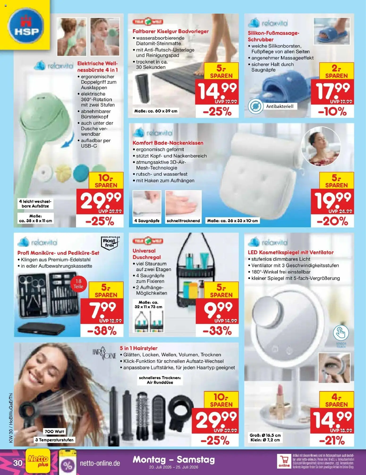 Netto Marken-Discount Prospekt Hannover – gültig ab 20.07.2026 | Seite: 48 | Produkte: Ventilator, Kosmetikspiegel, Spiegel, Duschregal
