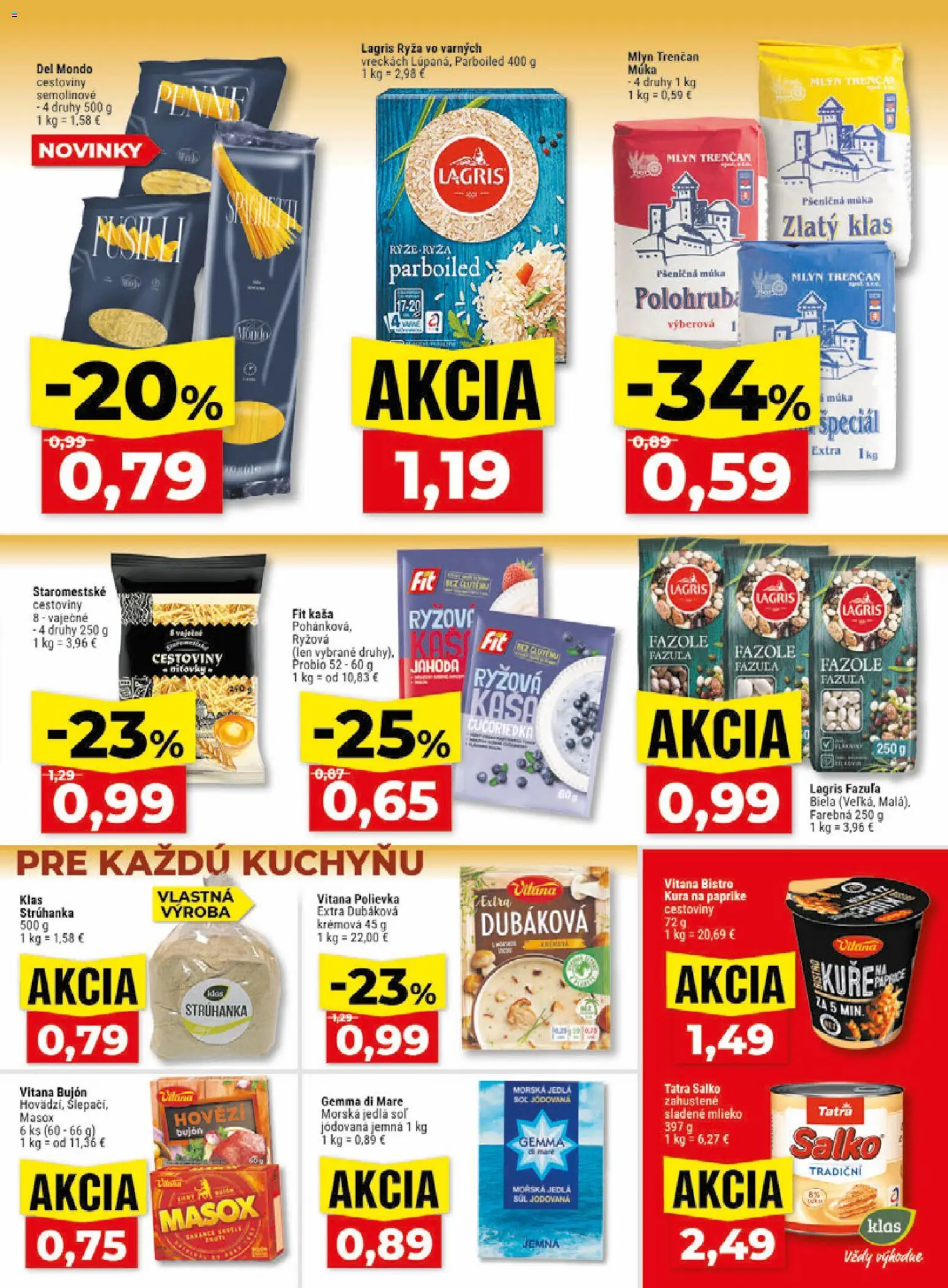 Nové Klas akcie – leták je platný od 13.07.2026 | Strana: 14 | Produkty: Strúhanka, Bujón, Múka, Soľ