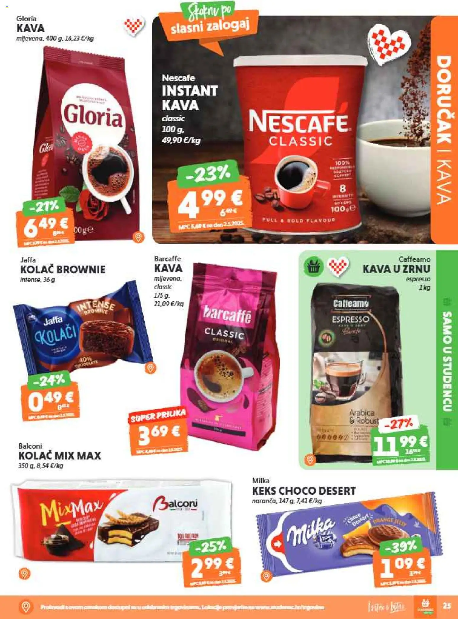 Studenac katalog | vrijedi od 29.07.2026 | Stranica: 25 | Proizvodi: Espresso, Barcaffe, Keks, Kolac