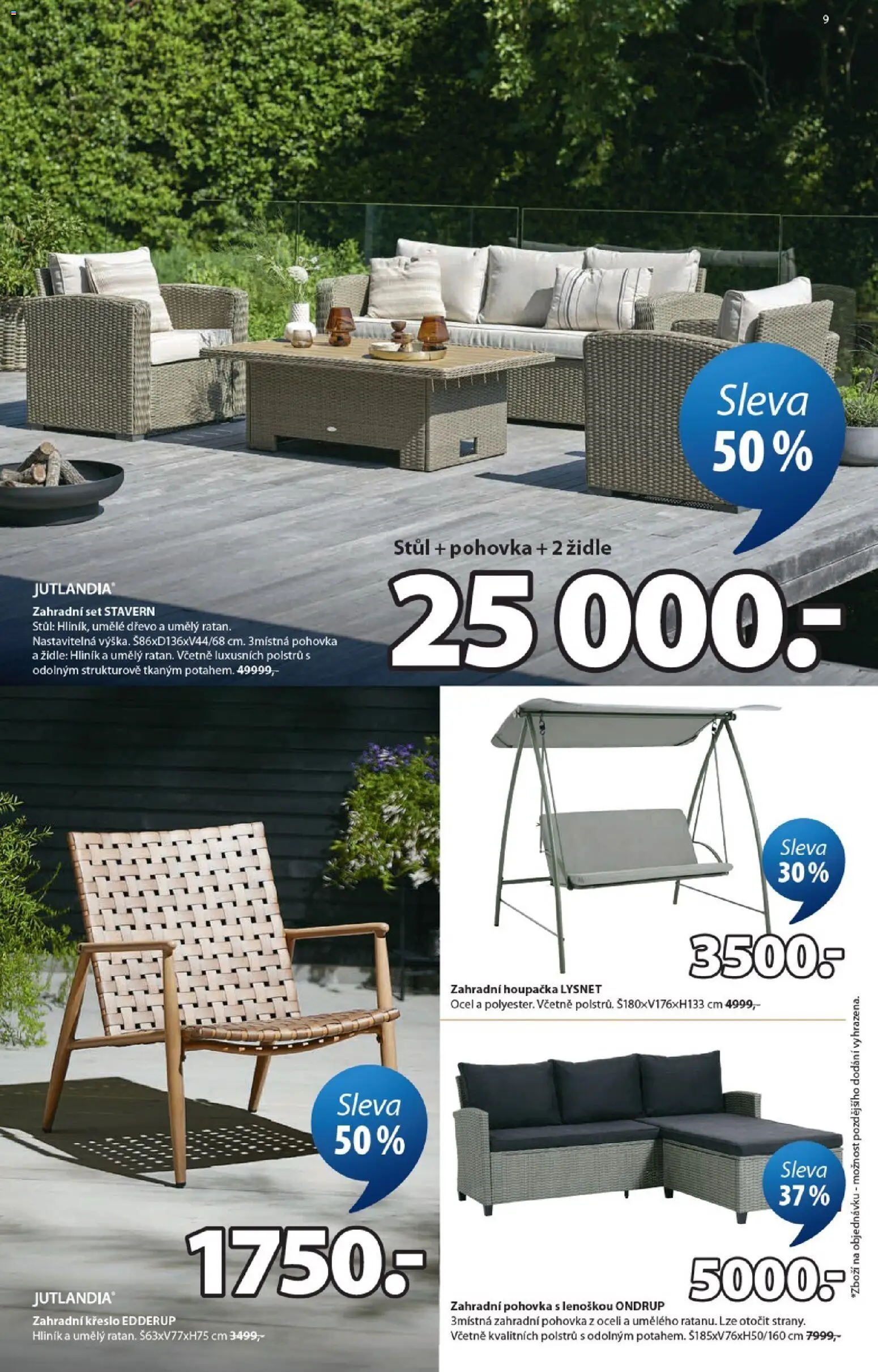 JYSK leták od 27.05.2026 | Strana: 9 | Produkty: Zahradní houpačka, Houpačka, Pohovka, Židle