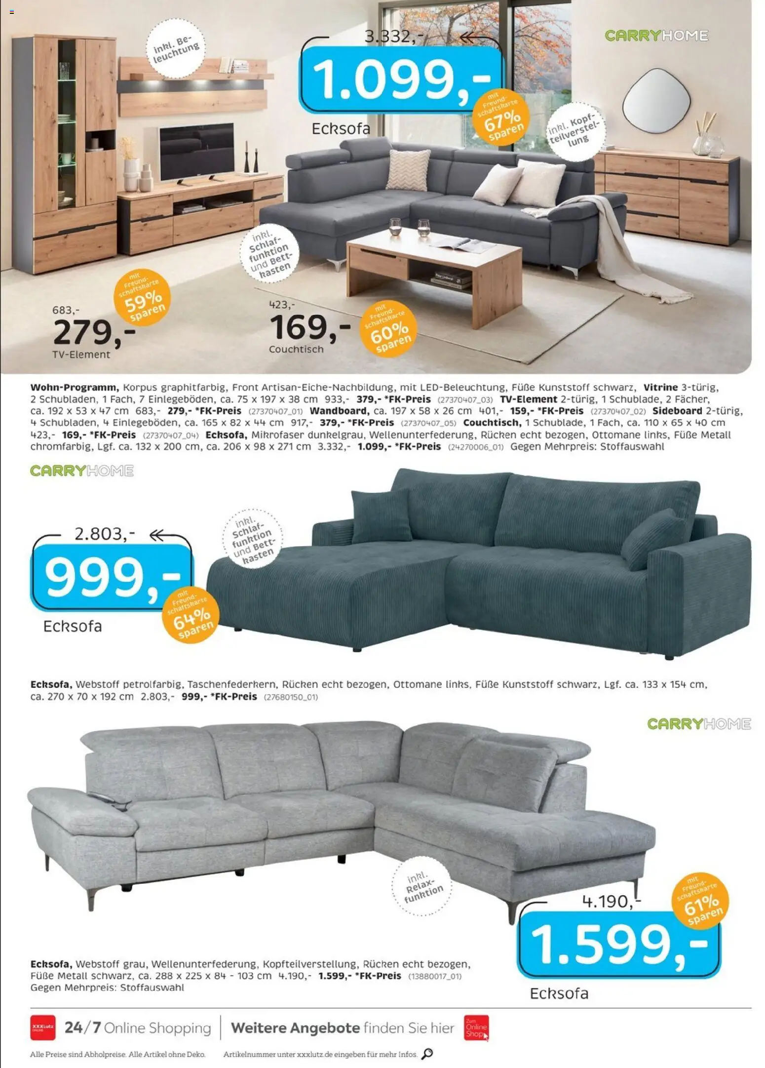 XXXLutz Restaurantgutscheine – gültig ab 08.08.2026 | Seite: 8 | Produkte: Sideboard, Ecksofa, Vitrine, Couchtisch