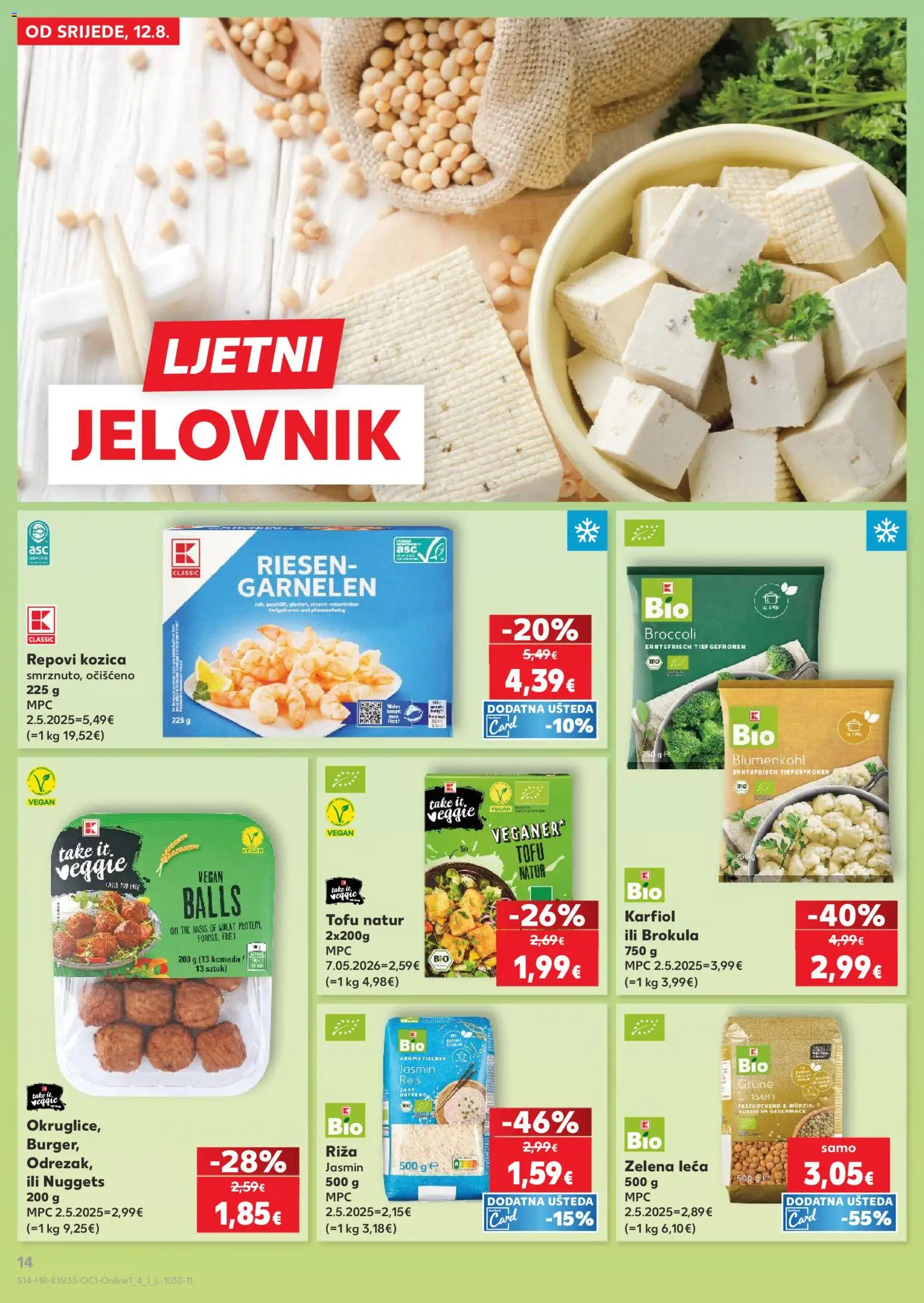Kaufland katalog | vrijedi od 12.08.2026 | Stranica: 14 | Proizvodi: Brokula, Leća, Karfiol, Tofu