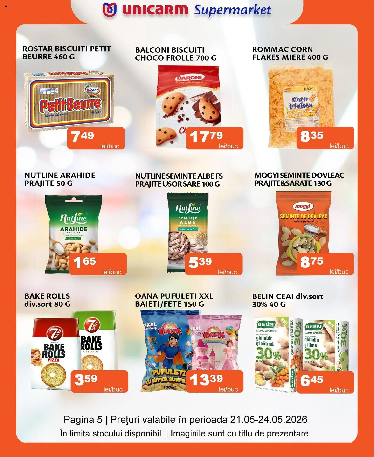 Noul catalog Unicarm – valabil de la 21.05.2026 | Pagină: 5 | Produse: Semințe, Pizza, Biscuiți, Sare