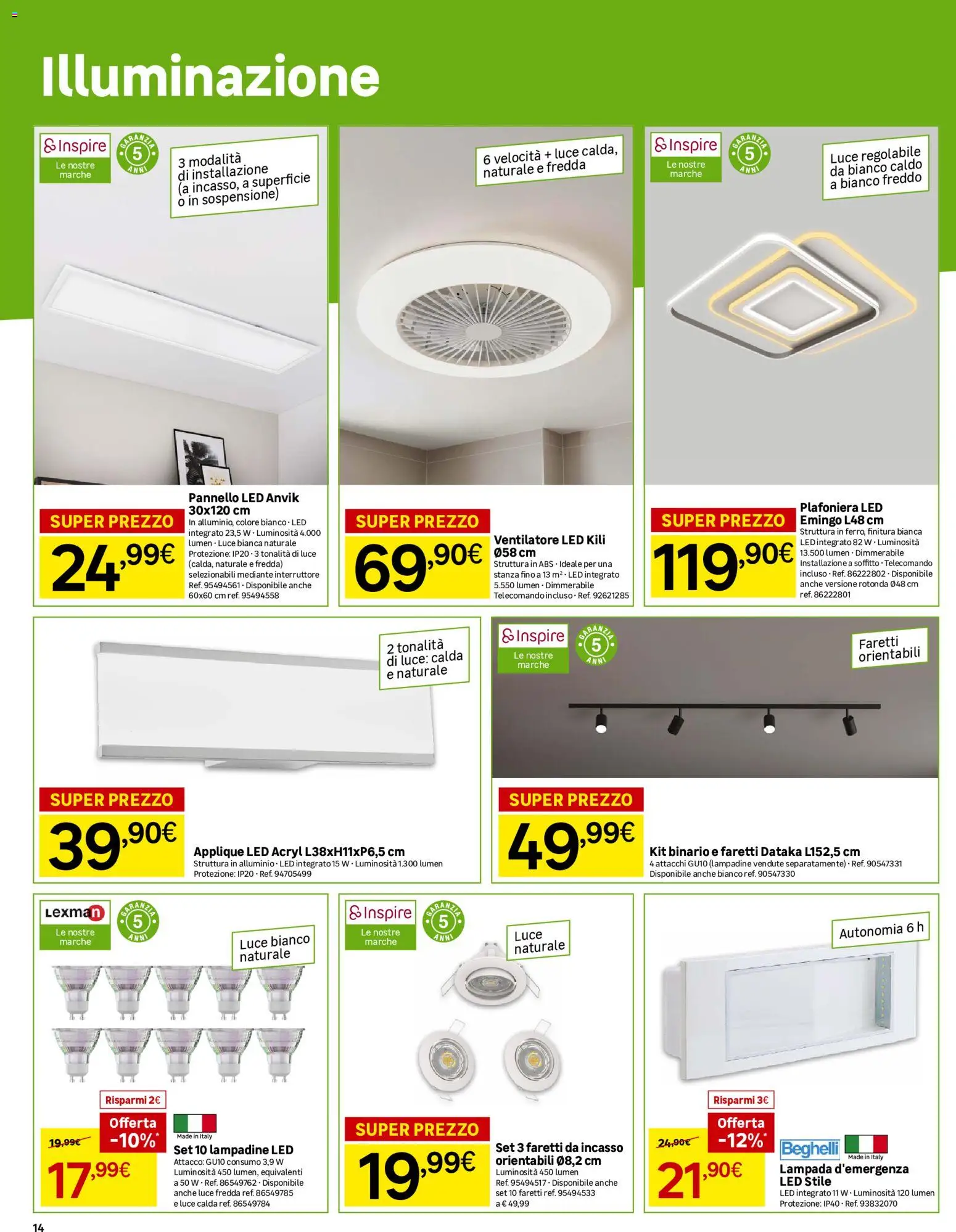 Volantino Leroy Merlin del 06/10/2026 | Pagina: 14 | Prodotti: Telecomando, Alluminio, Illuminazione, Lampadine