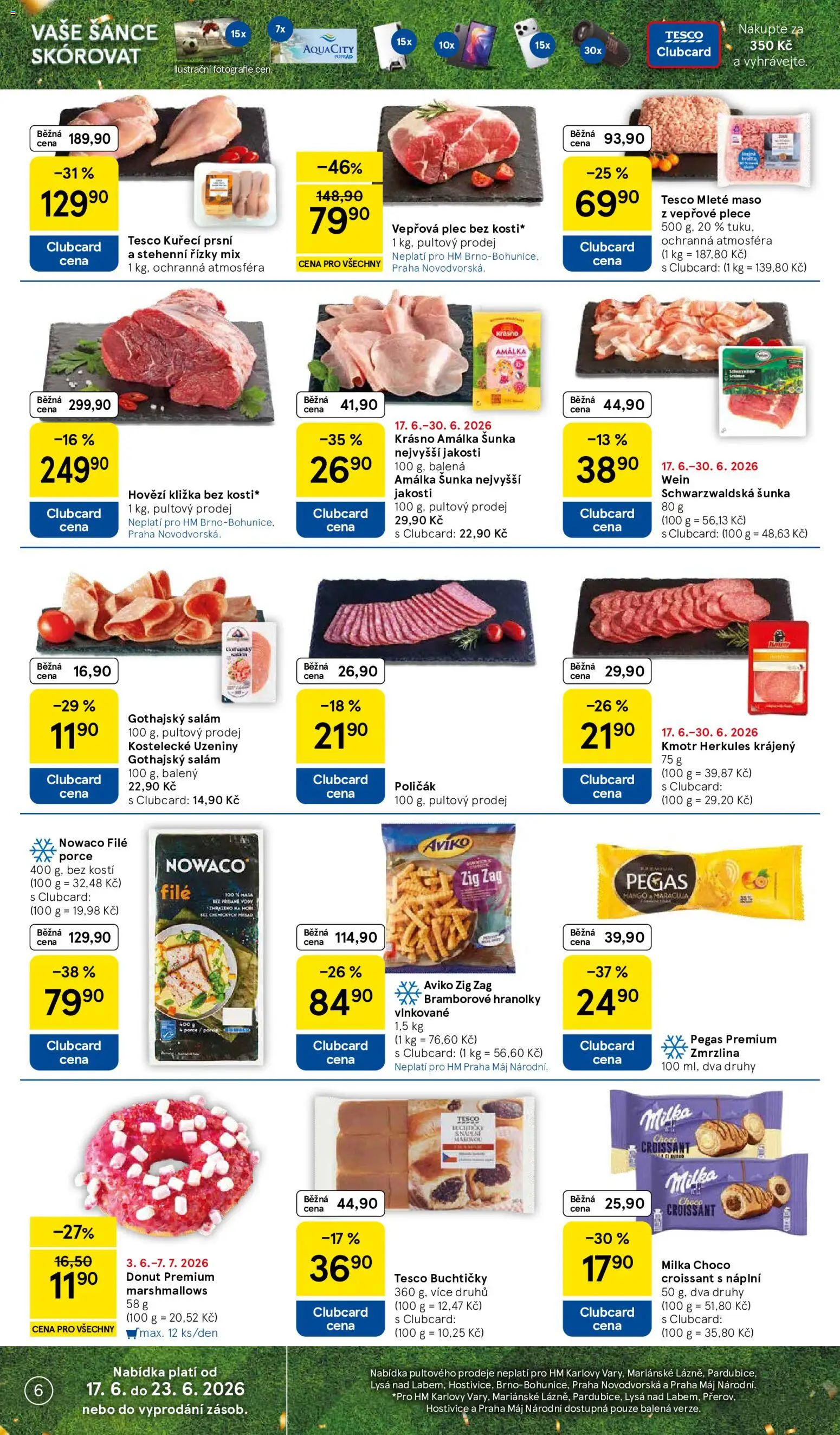 Tesco leták - Hypermarket od 17.06.2026 | Strana: 6 | Produkty: Hovězí, Stehenní řízky, Maso, Vepřová plec
