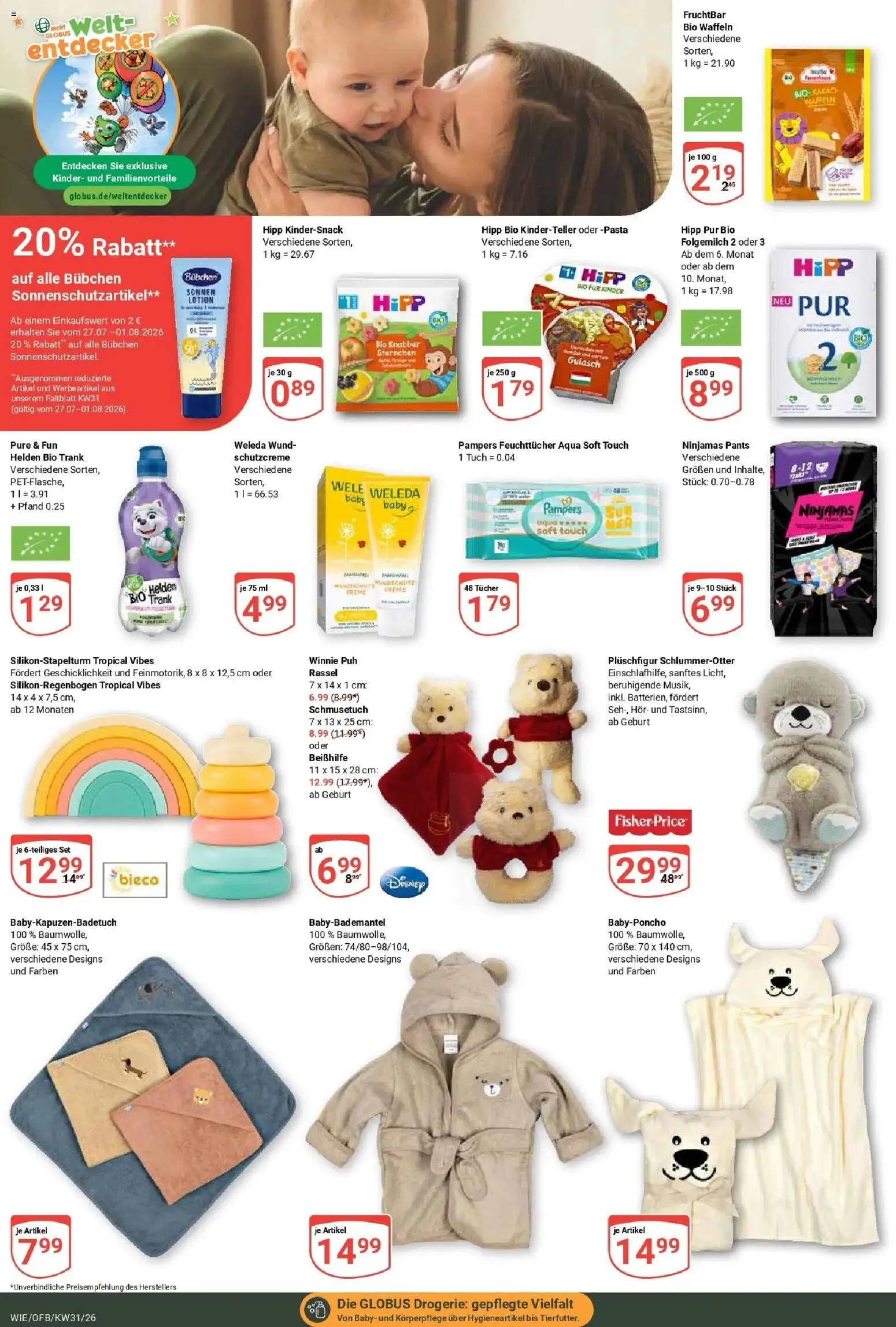 Globus Prospekt Waghäusel – gültig ab 20.07.2026 | Seite: 24 | Produkte: Pampers, Waffeln, Gulasch, Pasta