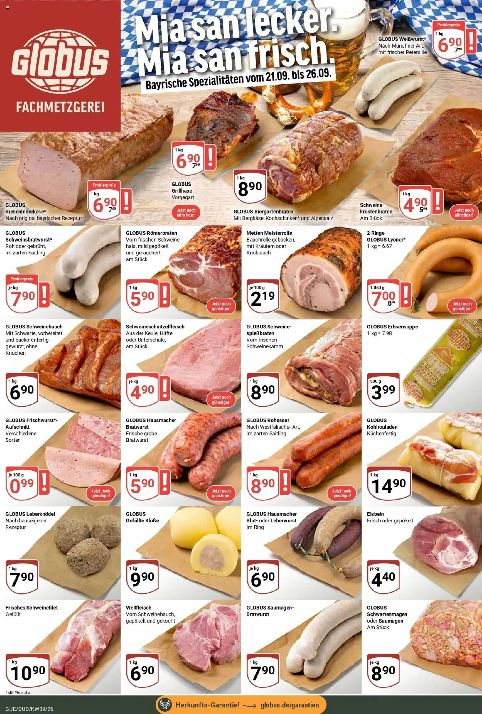 Globus Prospekt Saarbrücken-Güdingen (ab 21.09.2026) » Angebote online | Seite: 10 | Produkte: Leberknödel, Krustenbraten, Schweinefilet, Knoblauch