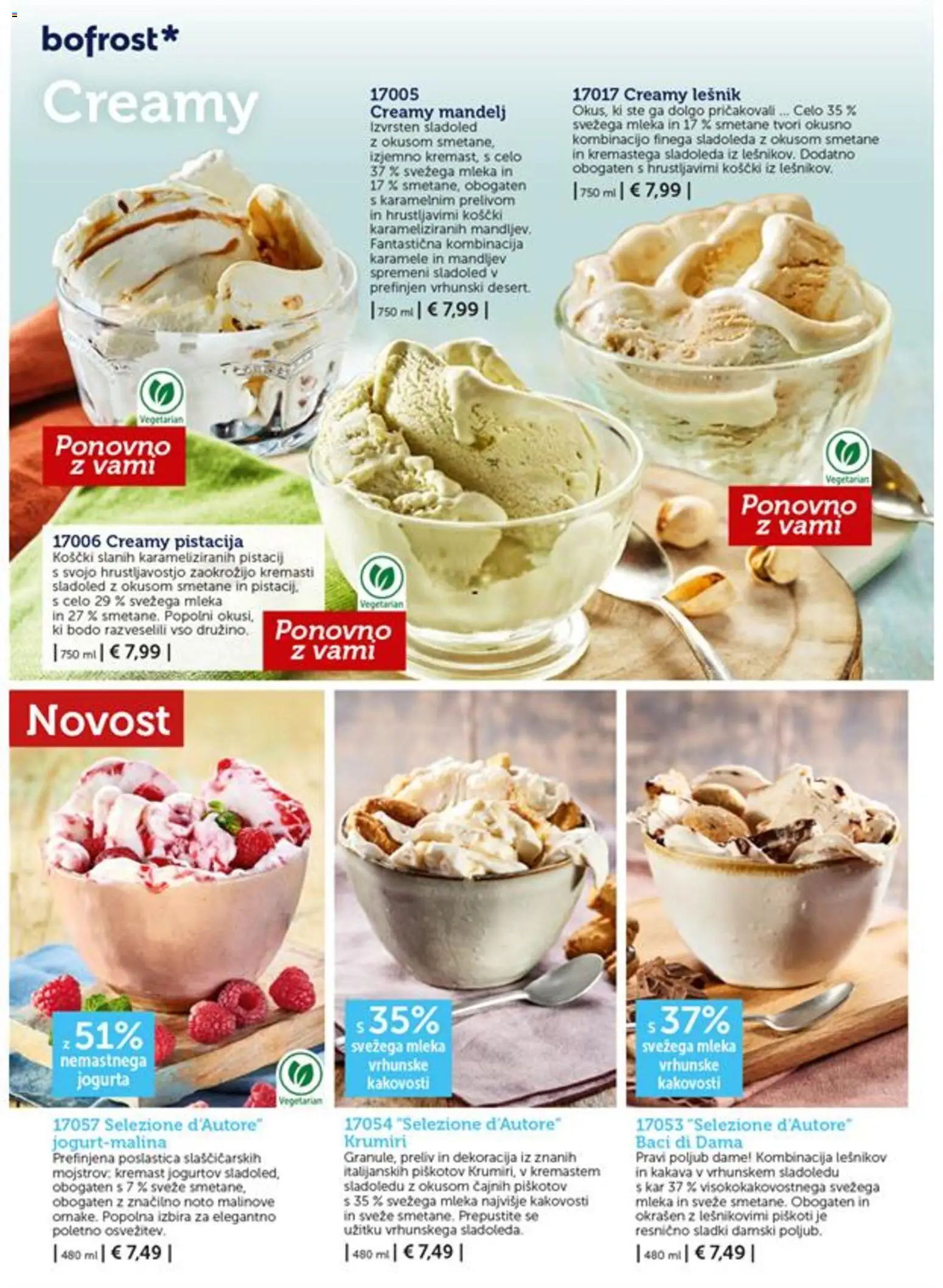 Novi Bofrost katalog ponudbe – veljaven od 01.07.2026 | Stran: 18 | Izdelki: Karamele, Piskoti, Sladoled