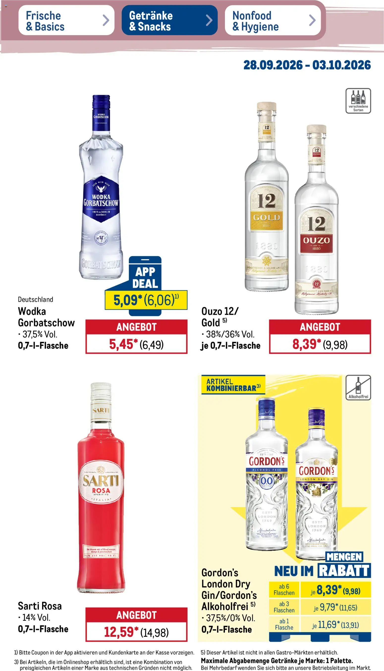 Metro Prospekt – gültig ab 28.09.2026 | Seite: 29 | Produkte: Ouzo, Mango, Wodka gorbatschow, Wodka
