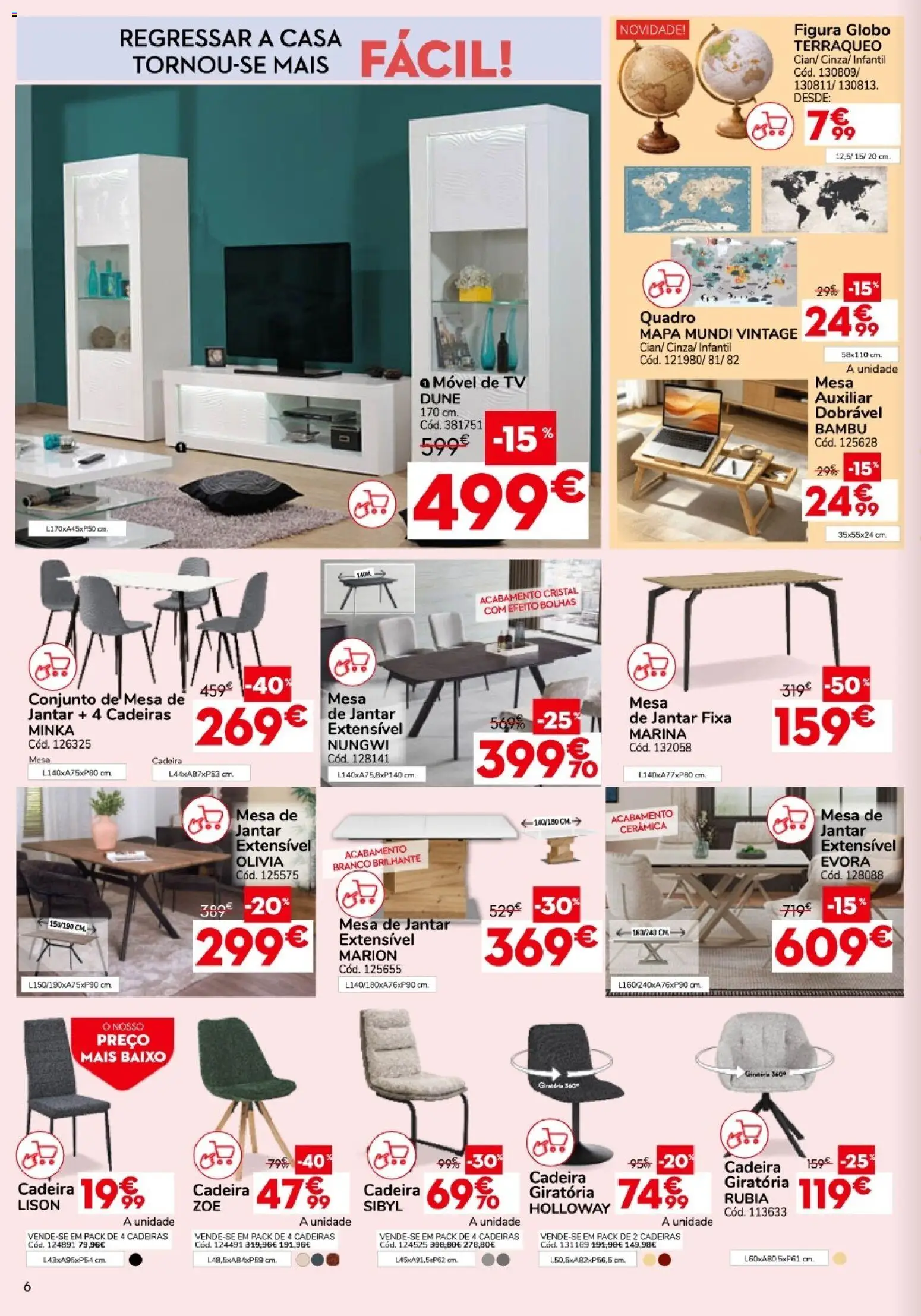 Conforama folheto │ válido de 27/08/2026 | Página: 6 | Produtos: Quadro, Mesa, Cadeira, Mesa de jantar