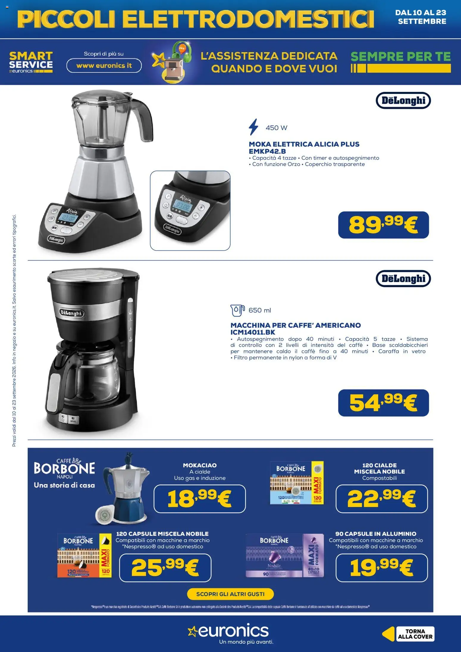 Volantino Euronics del 10/09/2026 | Pagina: 14 | Prodotti: Tè, Coperchio, Cialde, Borbone