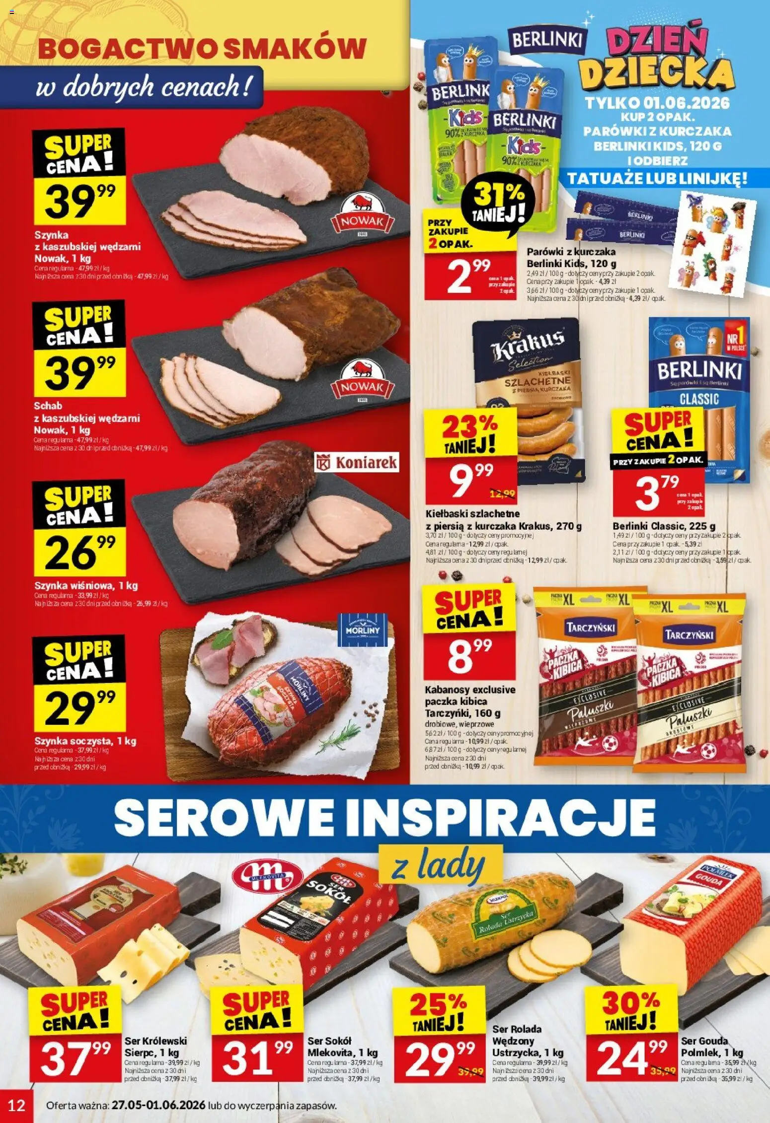 Twój Market gazetka od 27.05.2026 | Strona: 12 | Produkty: Rolada, Kiełbaski, Paluszki, Ser gouda