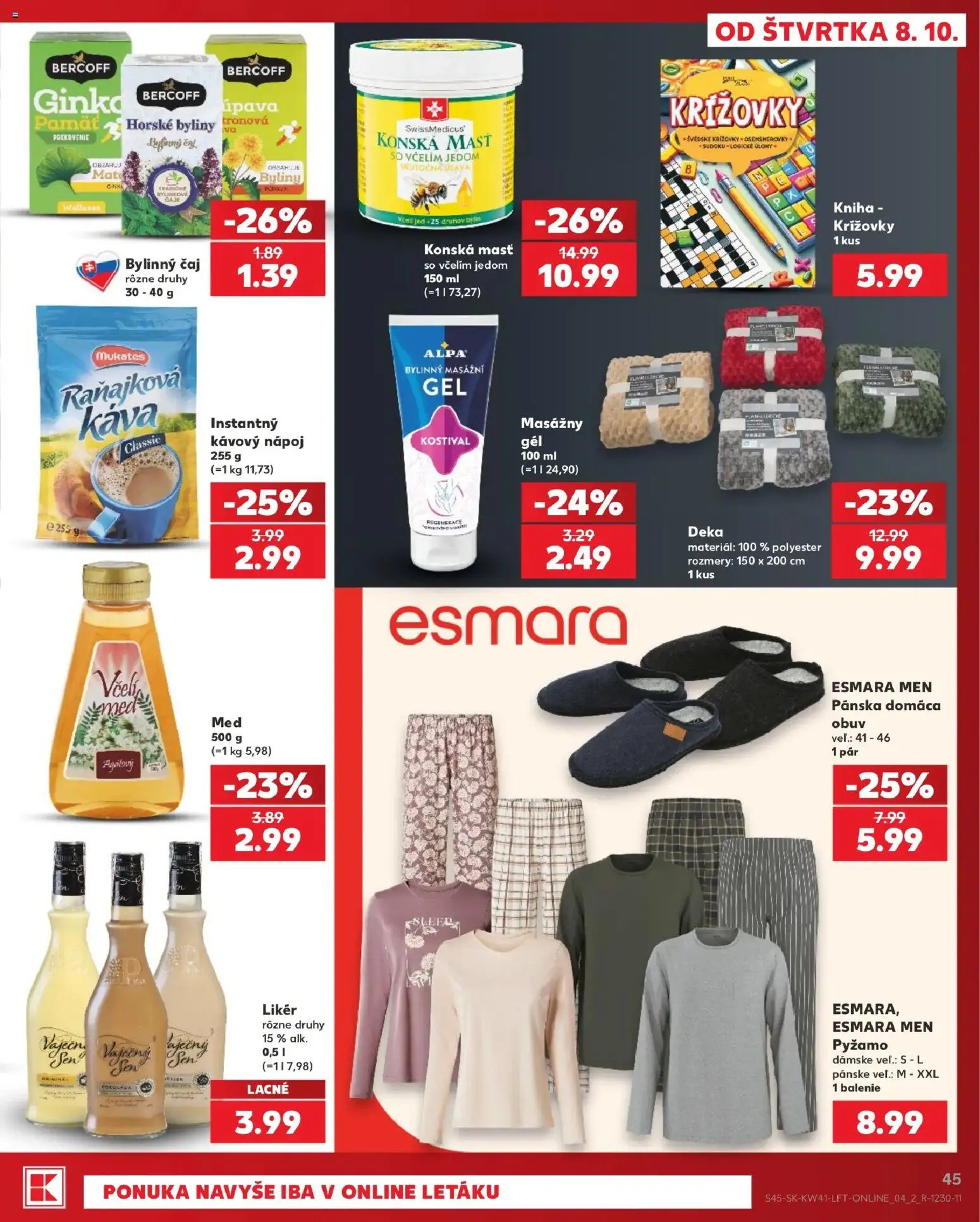 Kaufland SK akciós ujság - amely érvényes a következő dátumtól: 2026.10.08. | Oldal: 45 | Termékek: Esmara, Só