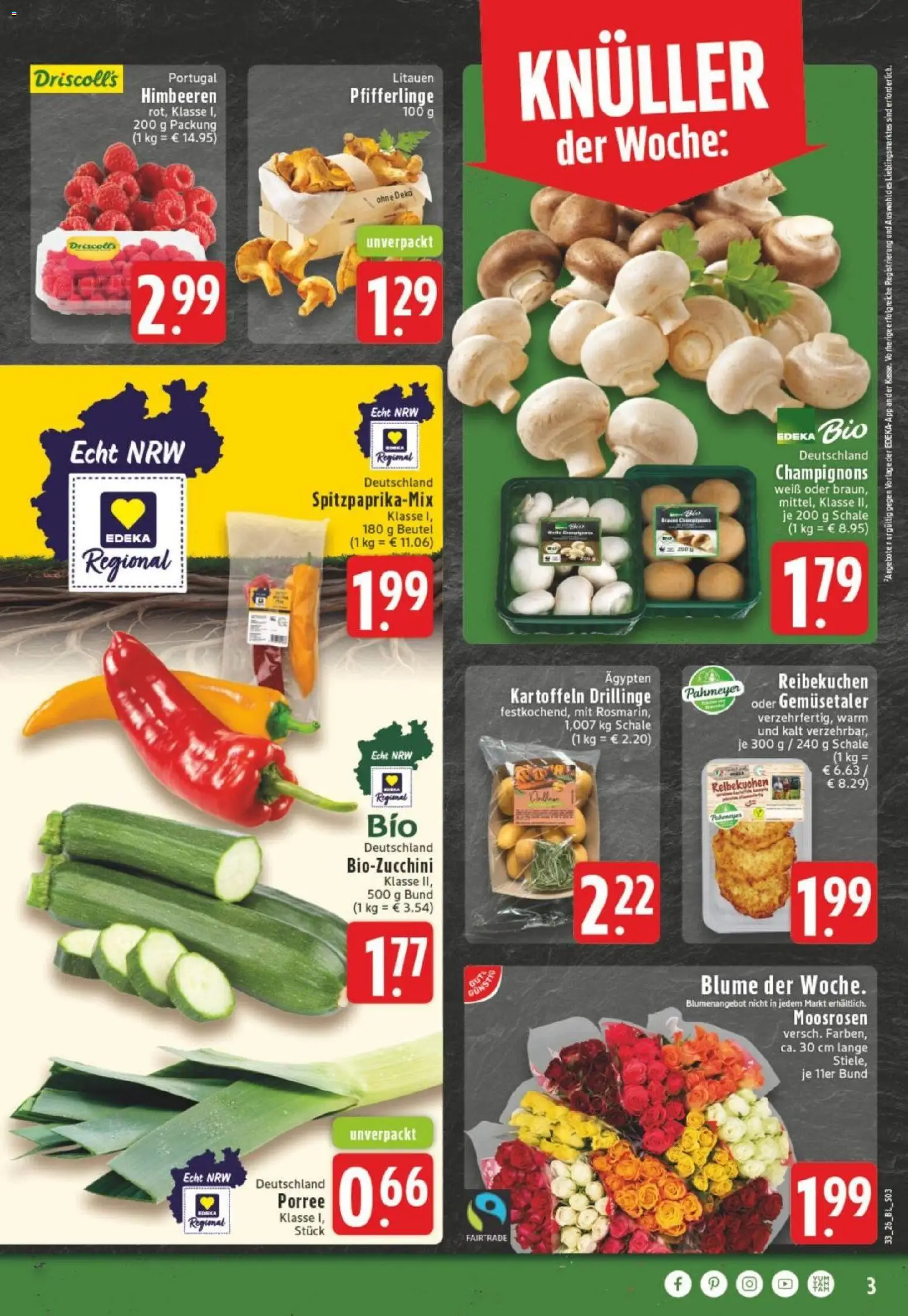 Edeka Prospekt Dortmund – gültig ab 10.08.2026 | Seite: 3 | Produkte: Himbeeren, Champignons, Kartoffeln, Pfifferlinge