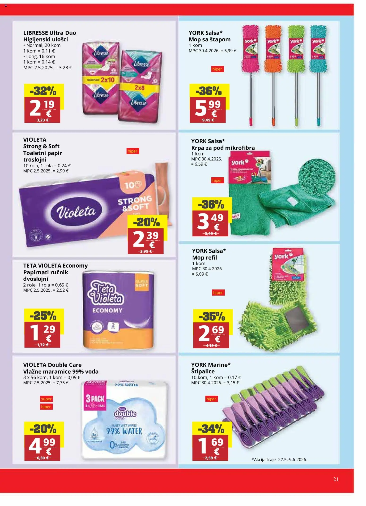 Ultra Gros katalog | vrijedi od 27.05.2026 | Stranica: 21 | Proizvodi: Higijenski ulošci, Ručnik, Violeta, Libresse