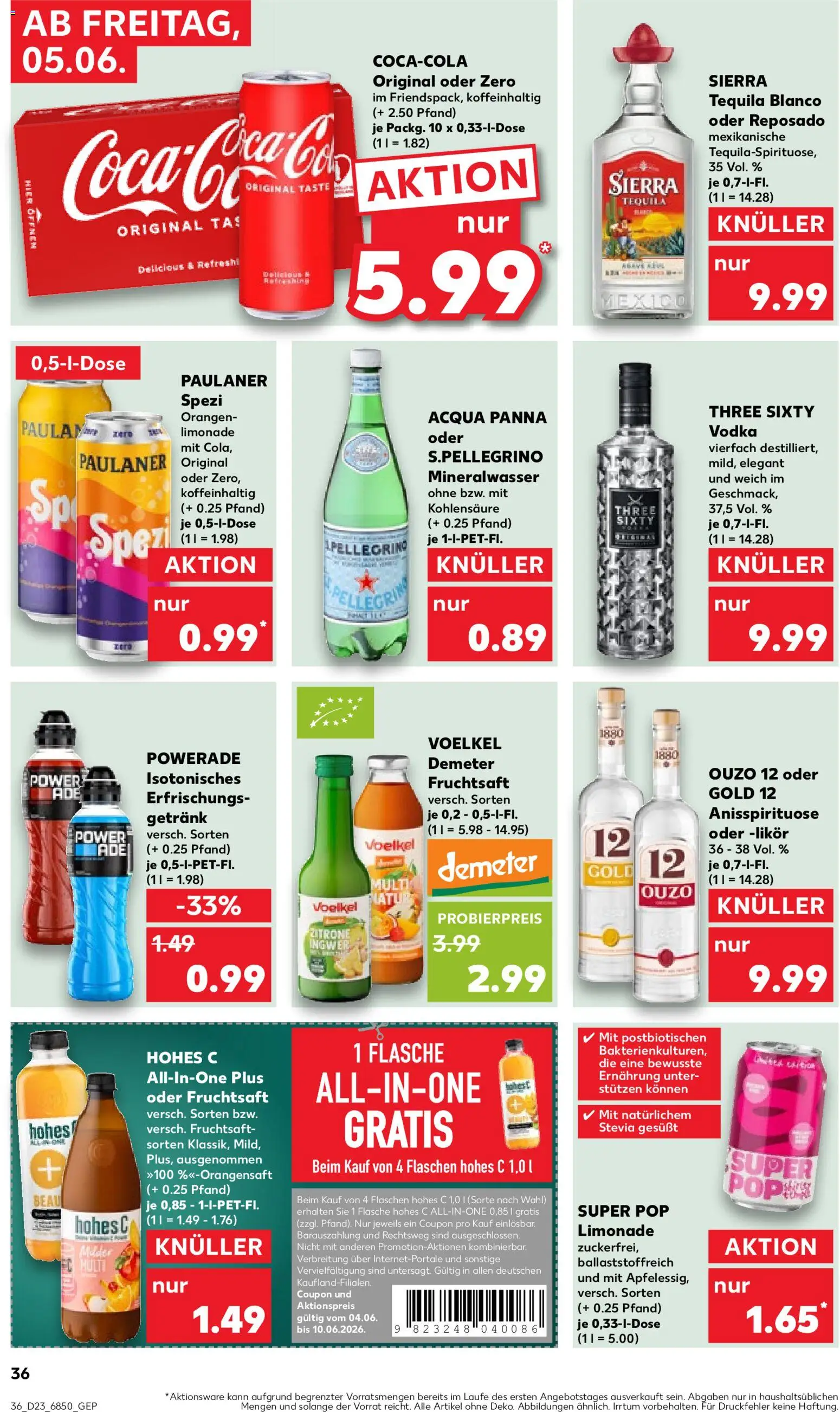 Kaufland Prospekt Stuttgart – gültig ab 04.06.2026 | Seite: 36 | Produkte: Ouzo, Paulaner spezi, Likör, Orangen