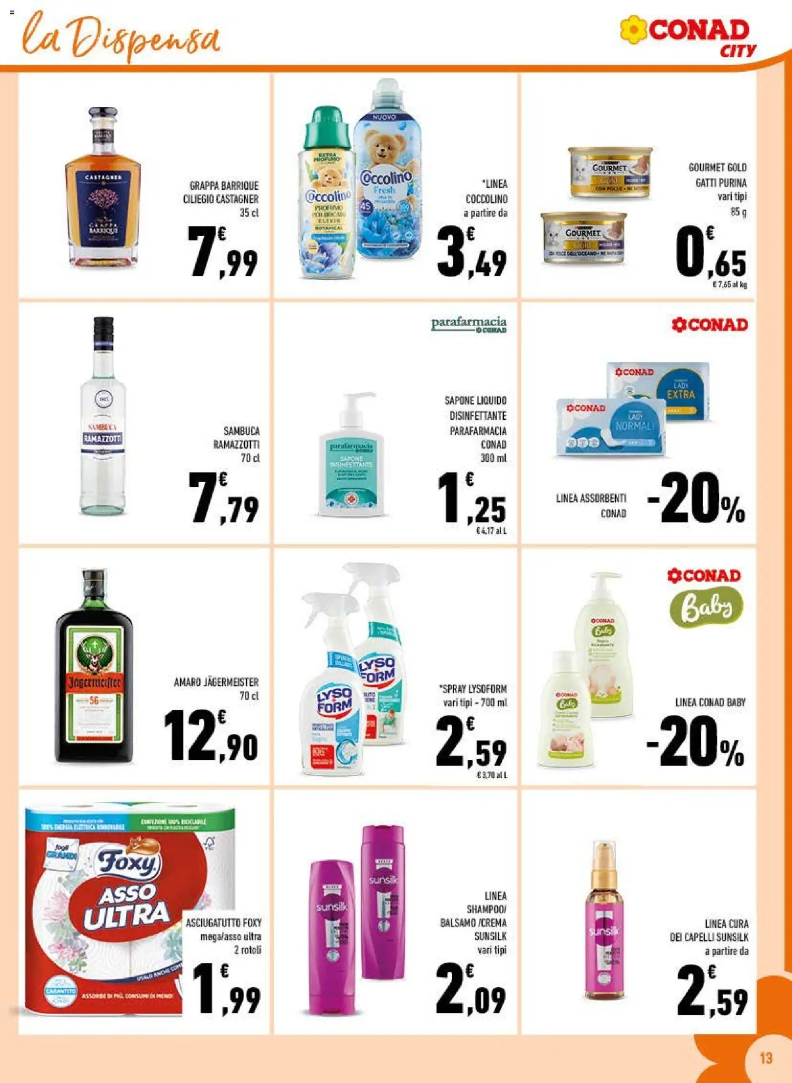 Volantino Conad del 21/10/2026 | Pagina: 13 | Prodotti: Jägermeister, Assorbenti, Asciugatutto, Amaro