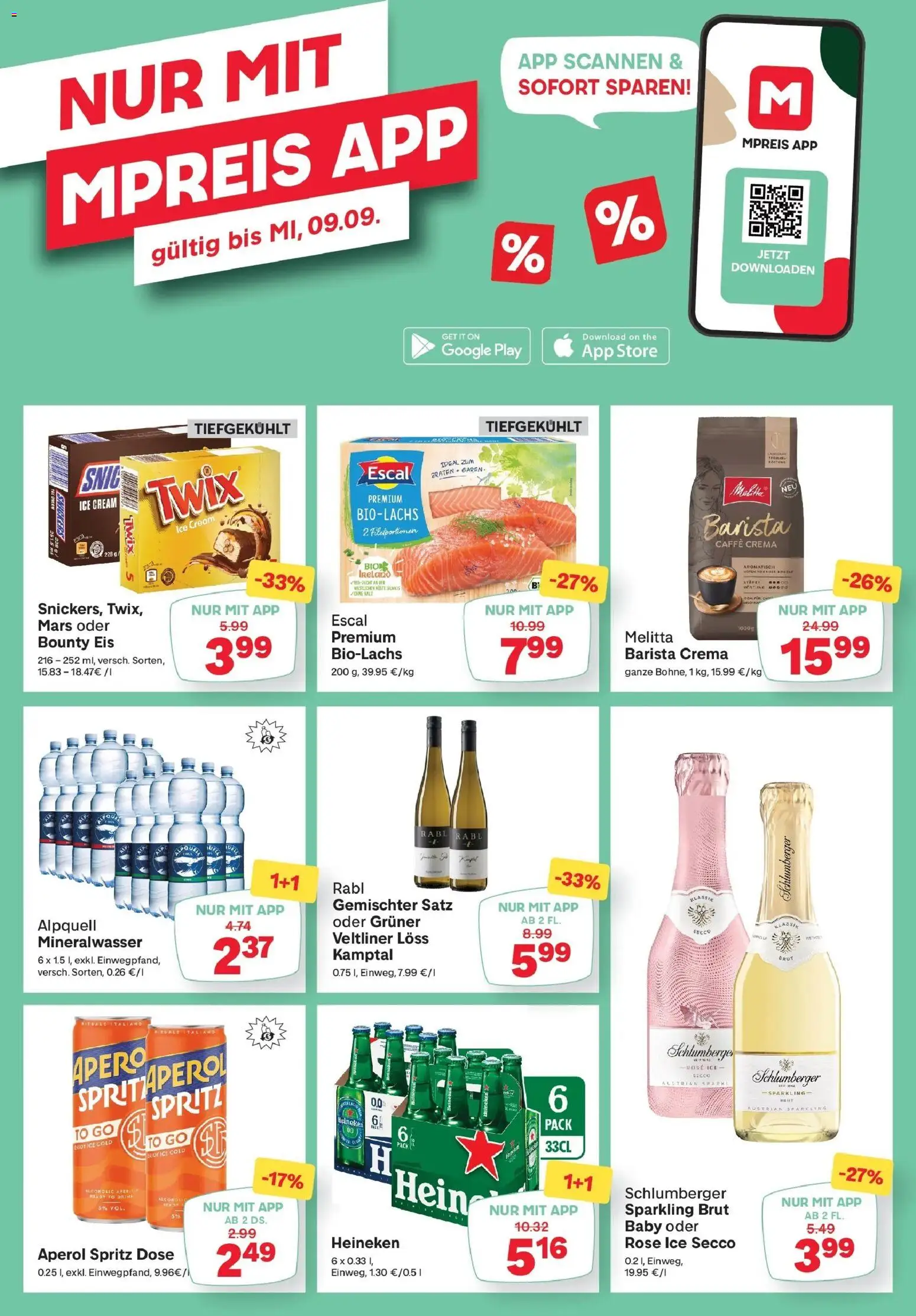 MPREIS Pfunds von 27.08.2026 - Aktuelle Angebote | Seite: 14 | Produkte: Eis, Aperol, Mineralwasser
