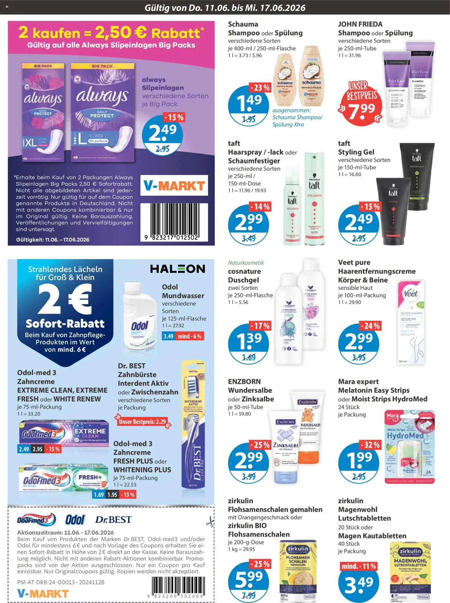 V-Markt München – gültig ab 11.06.2026 | Seite: 10 | Produkte: Shampoo, Duschgel, Mundwasser, Haarentfernungscreme