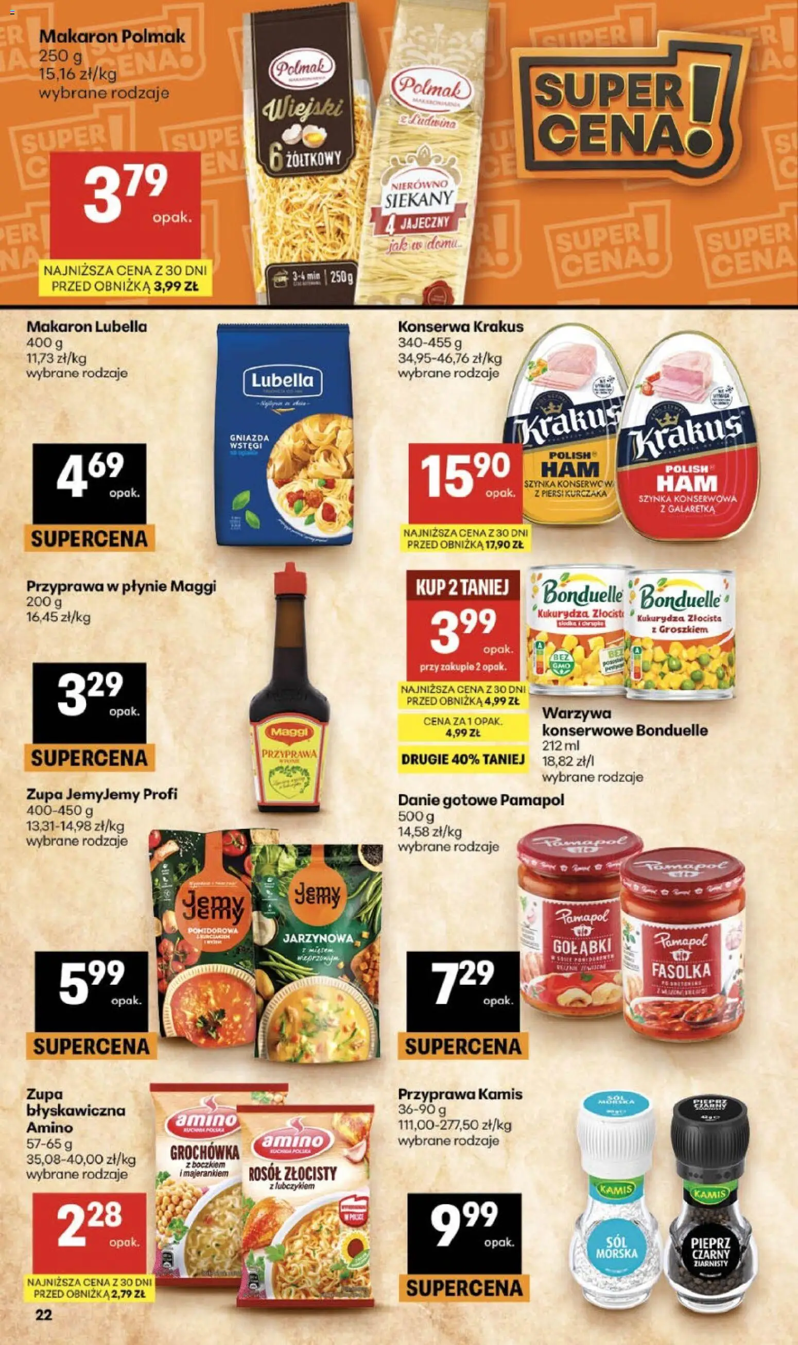 Delikatesy Centrum gazetka od 10.09.2026 | Strona: 22 | Produkty: Szynka konserwowa, Maggi, Makaron, Warzywa