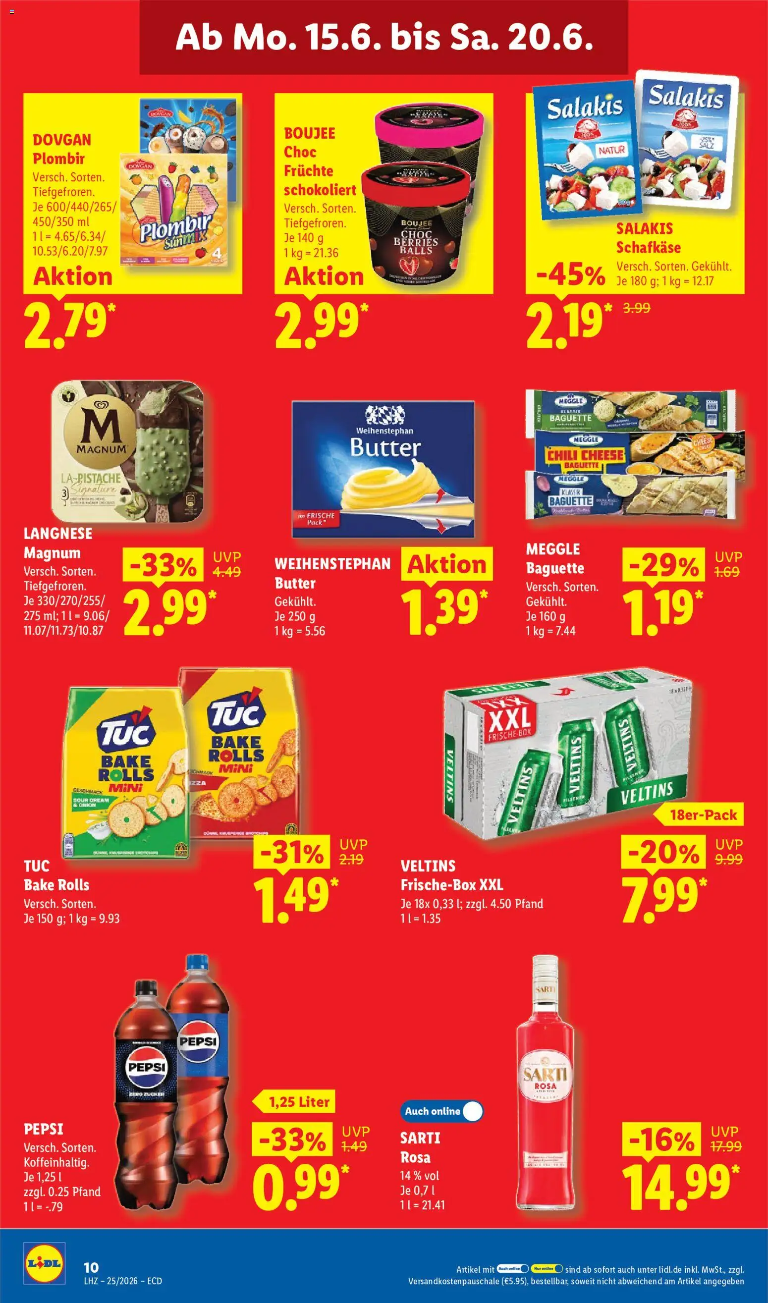 Lidl Prospekt – gültig ab 15.06.2026 | Seite: 20 | Produkte: Butter, Baguette, Chili, Pepsi
