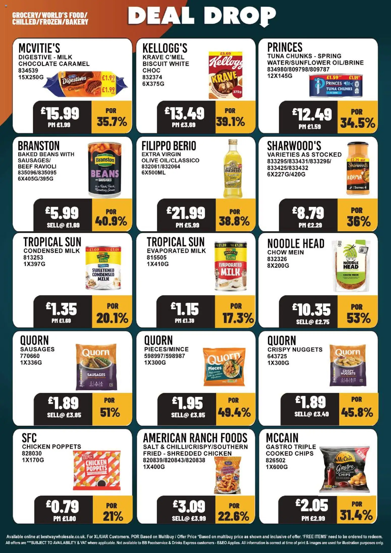 {H1} | Page: 16 | Products: Condensed milk, Beans, Chocolate, Protein