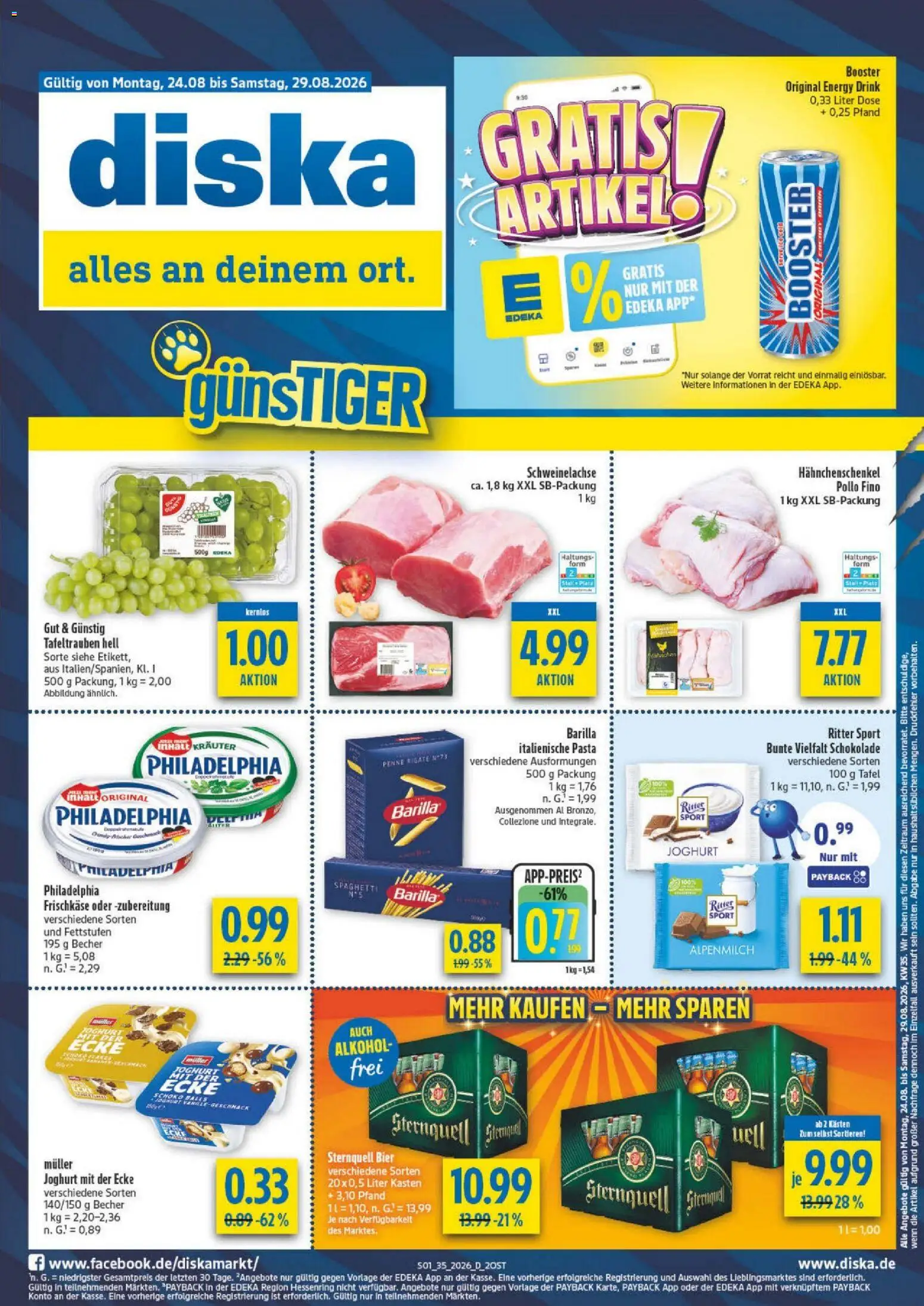 Diska - Diska Angebote Sachsen-Thüringen KW35 – gültig ab 19.08.2026 | Seite: 1 | Produkte: Barilla, Bier, Alkohol, Pasta